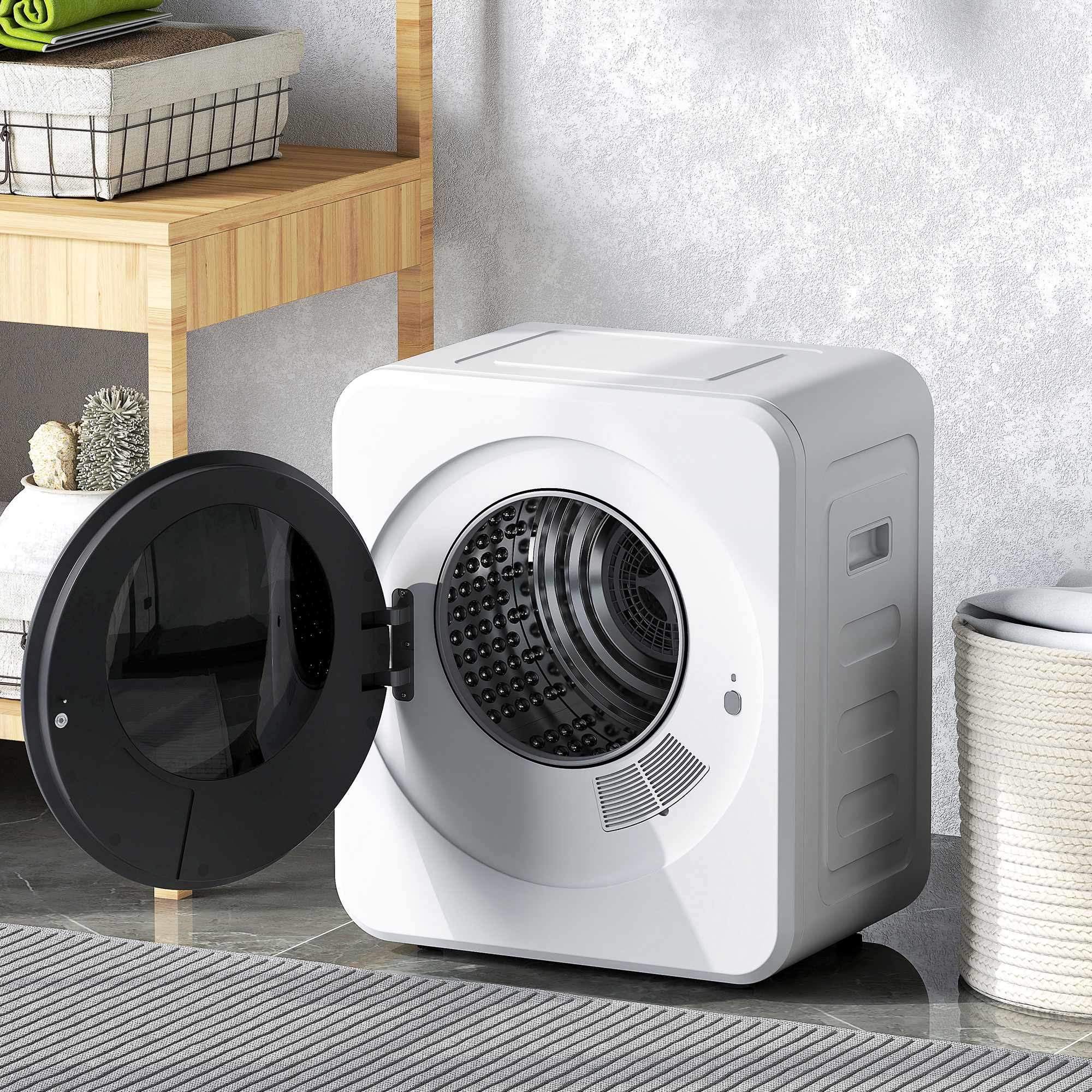 Kompakt 4 kg frontmatad torktumlare med rostfri trumma, 800 W