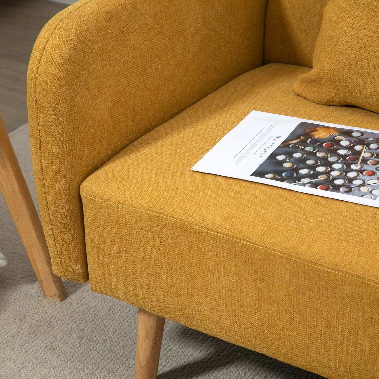 Kompakt dubbel Loveseat-soffa – Justerbar, sammetslen polyester