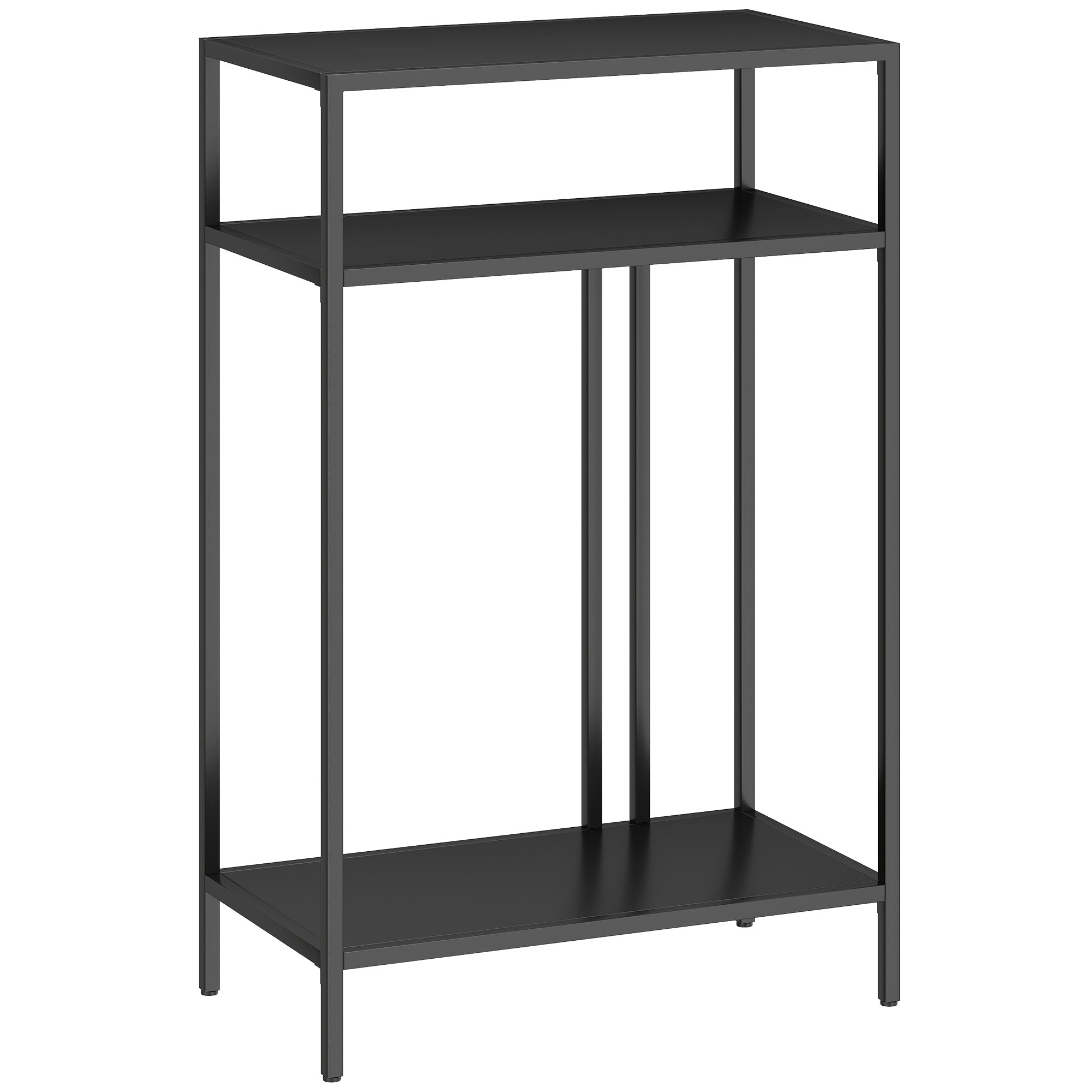 Konsolbord med 3 hyllor, metallram, svart, 55 cm