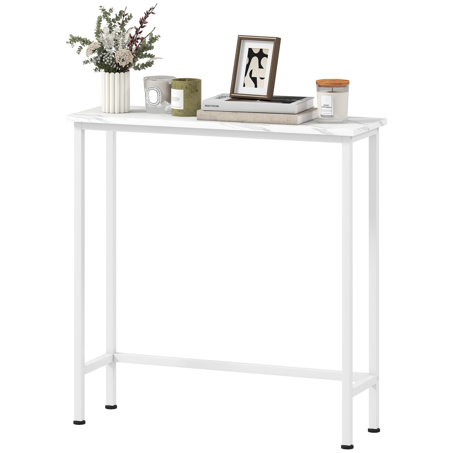 Konsolbord med justerbara fötter, tippskydd, 75x24x76 cm, vit