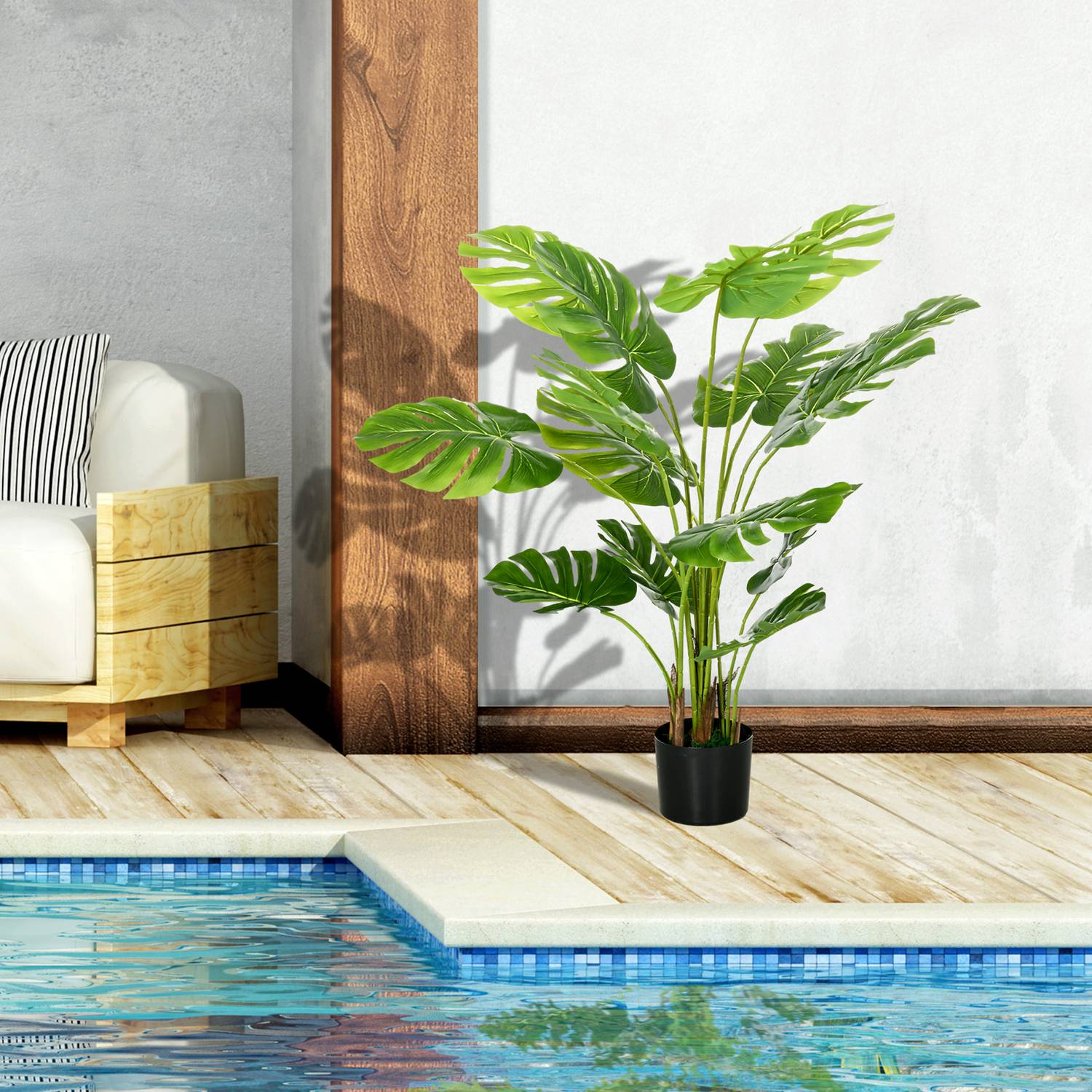 Konstgjord 120 cm Monstera-växt i planteringskärl – naturtrogen grönska