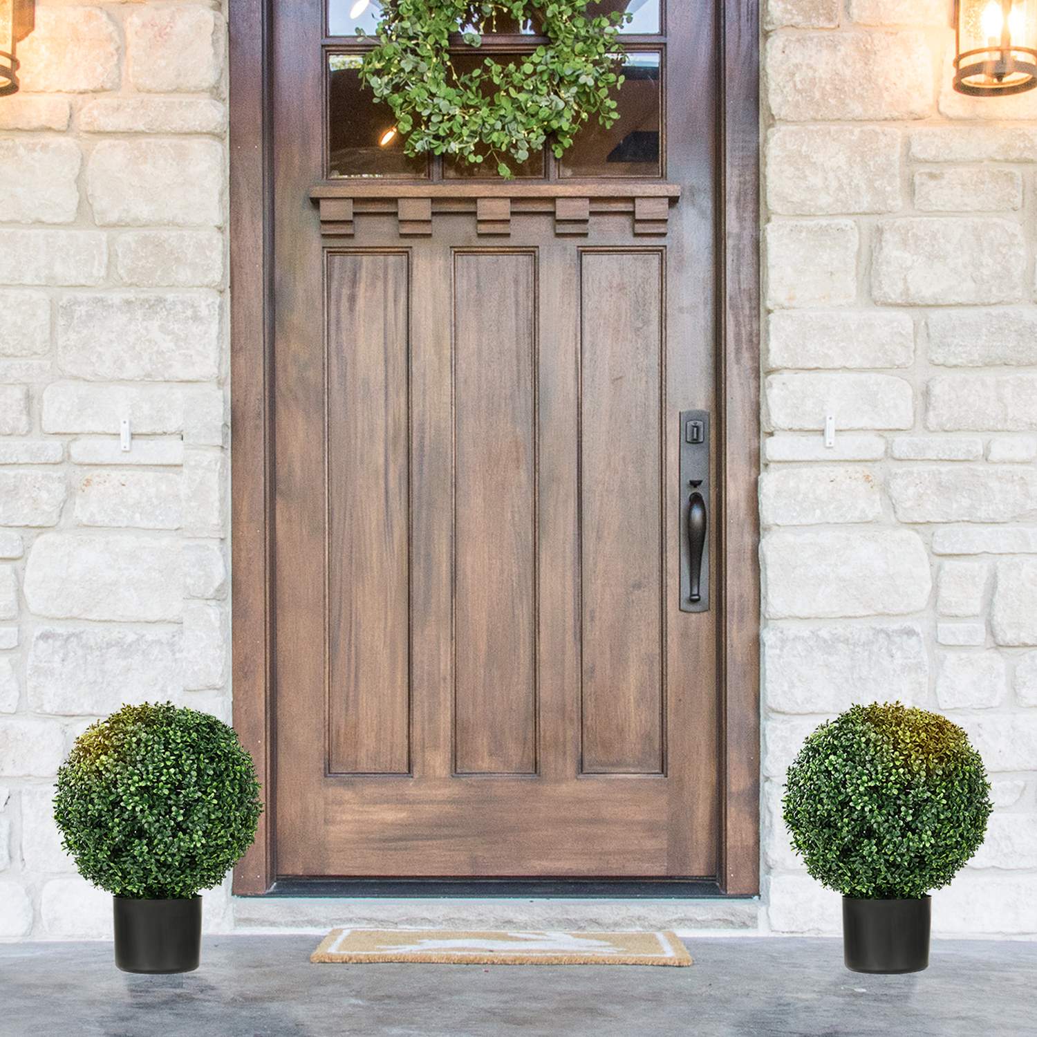 Konstgjorda boxträd, set om 2 – UV-beständig, 52 cm