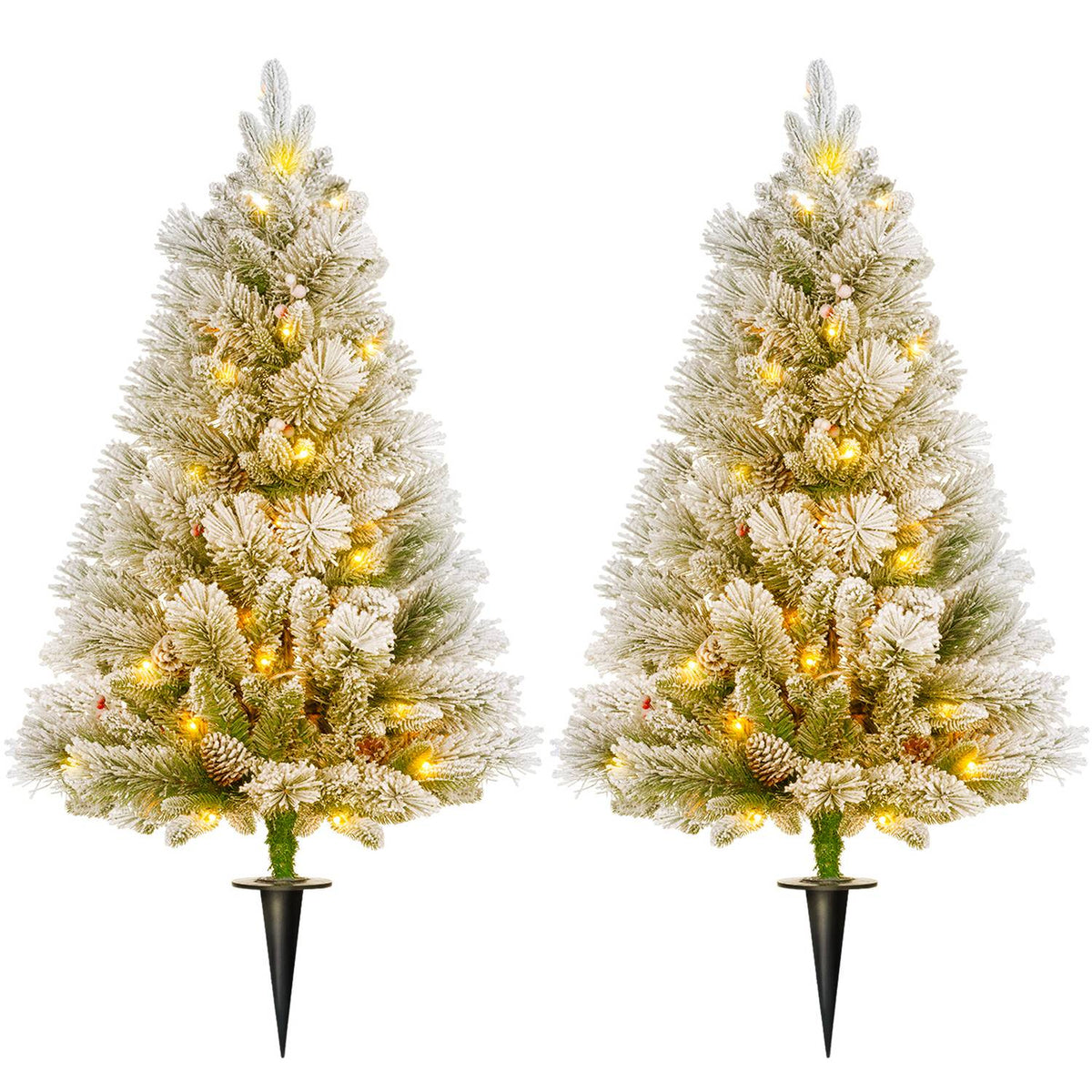 Konstgjorda julgranar, 90 cm, 100 LED-ljus, set om 2