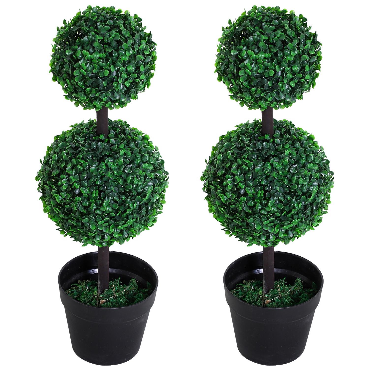 Set med 2 stora 67 cm konstgjorda träd med 2 bollar