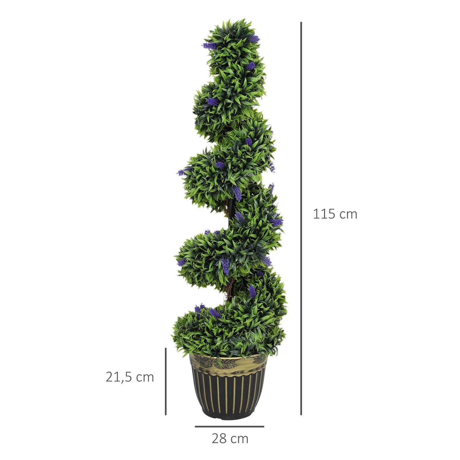 Konstgjord buxbom med lavendel, 115 cm, set om 2