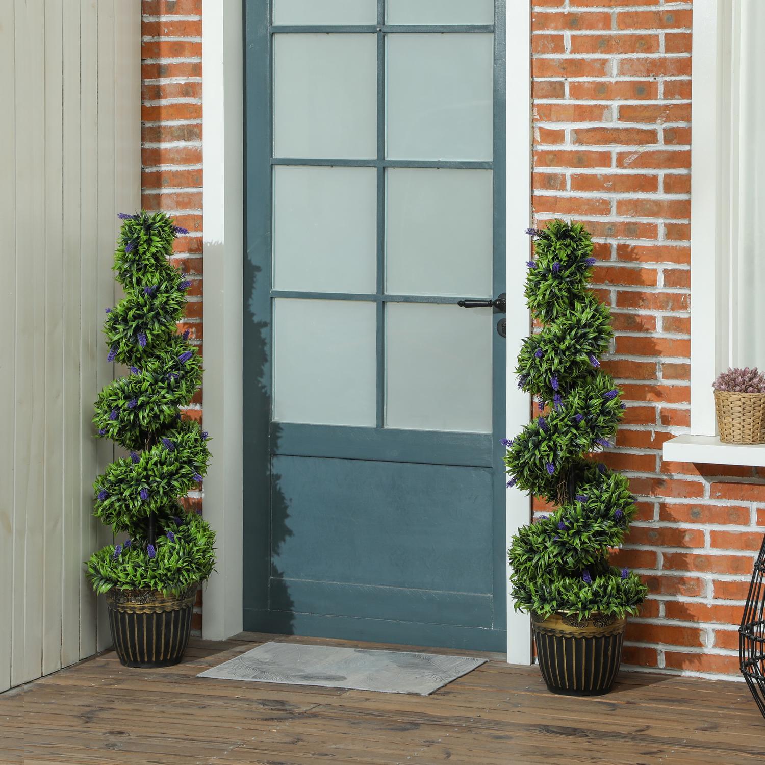 Konstgjord buxbom med lavendel, 115 cm, set om 2