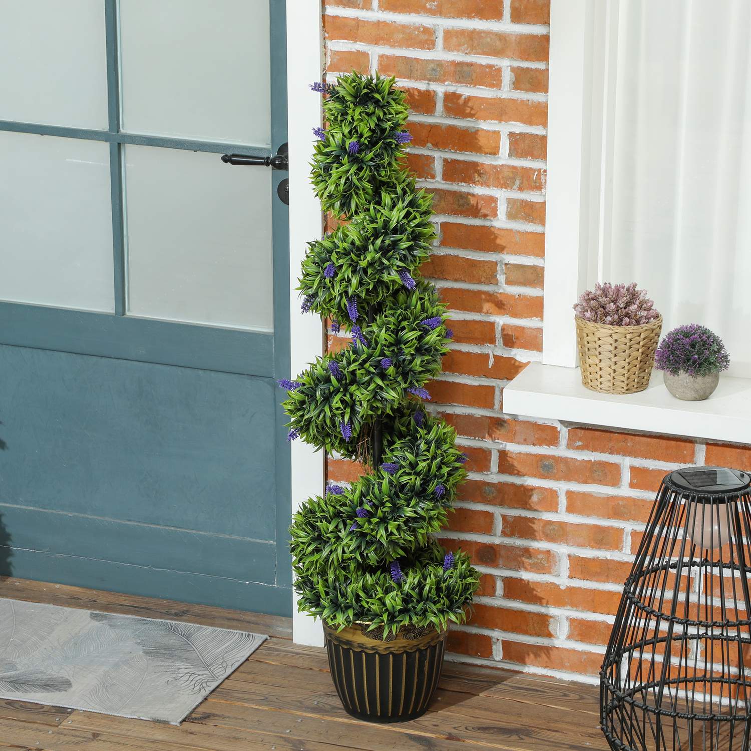 Konstgjord buxbom med lavendel, 115 cm, set om 2