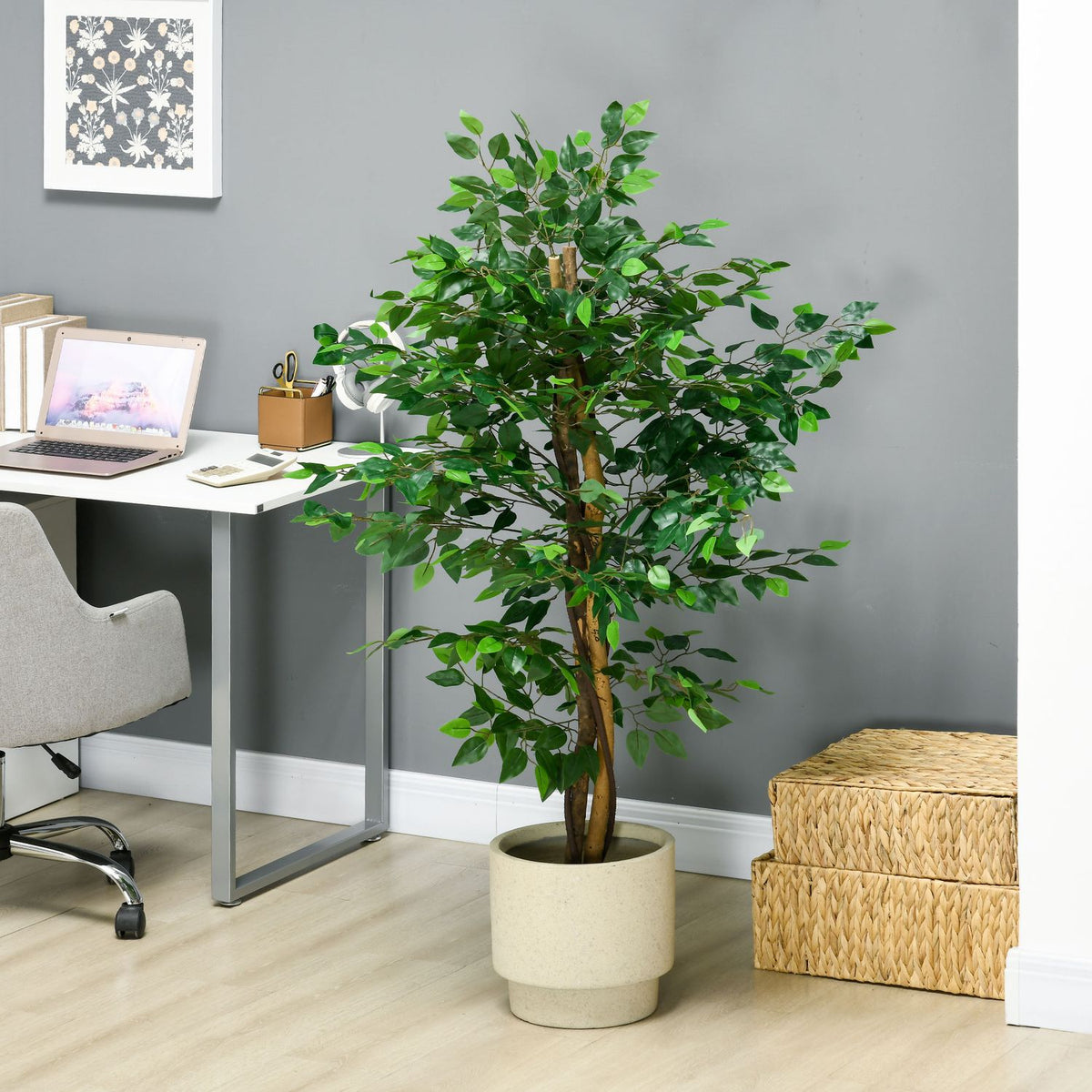 Kunstig ficustre 150 cm med potte – naturtro potteplante