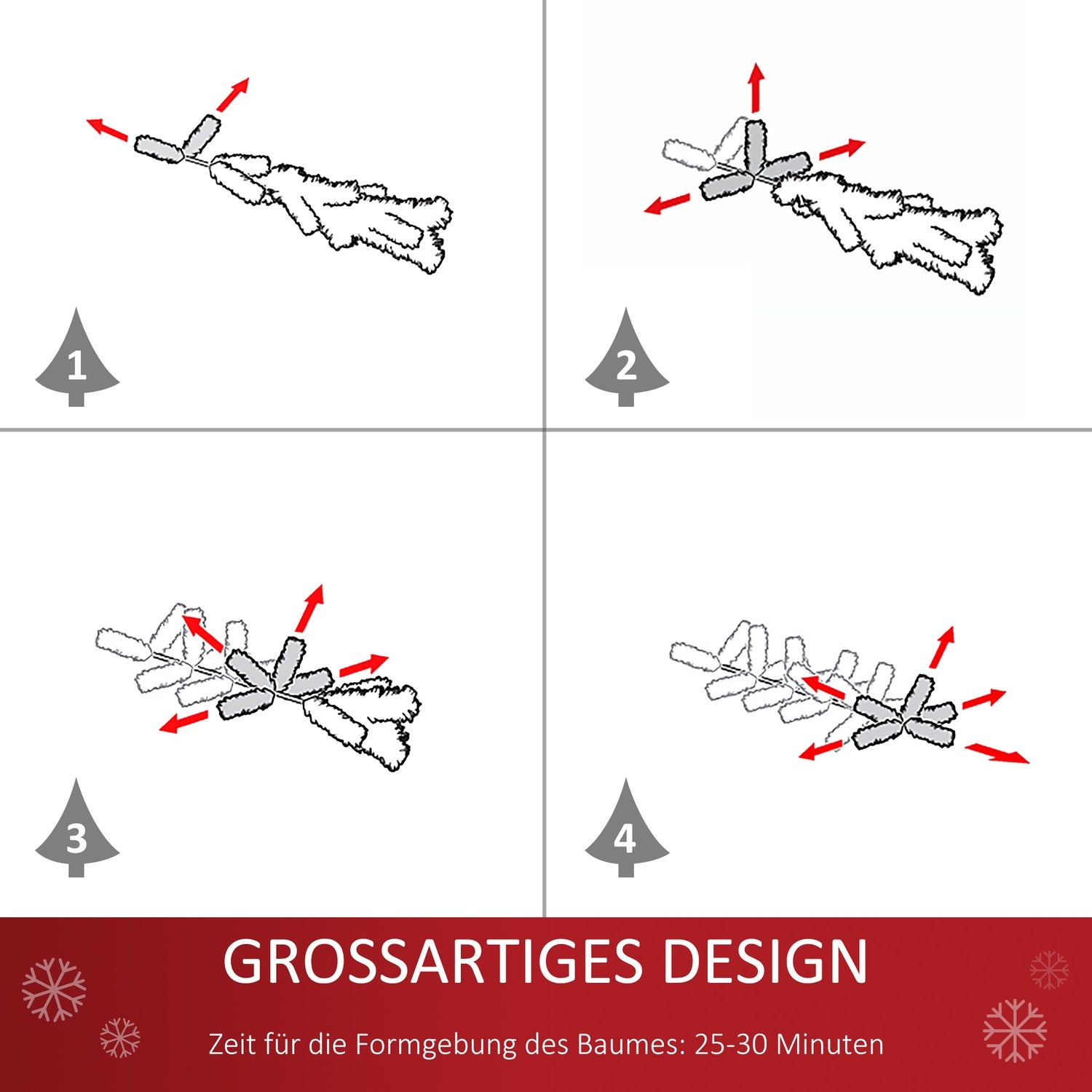 Konstgjord julgran, 1,5 M, grön och vit, 360 grenar