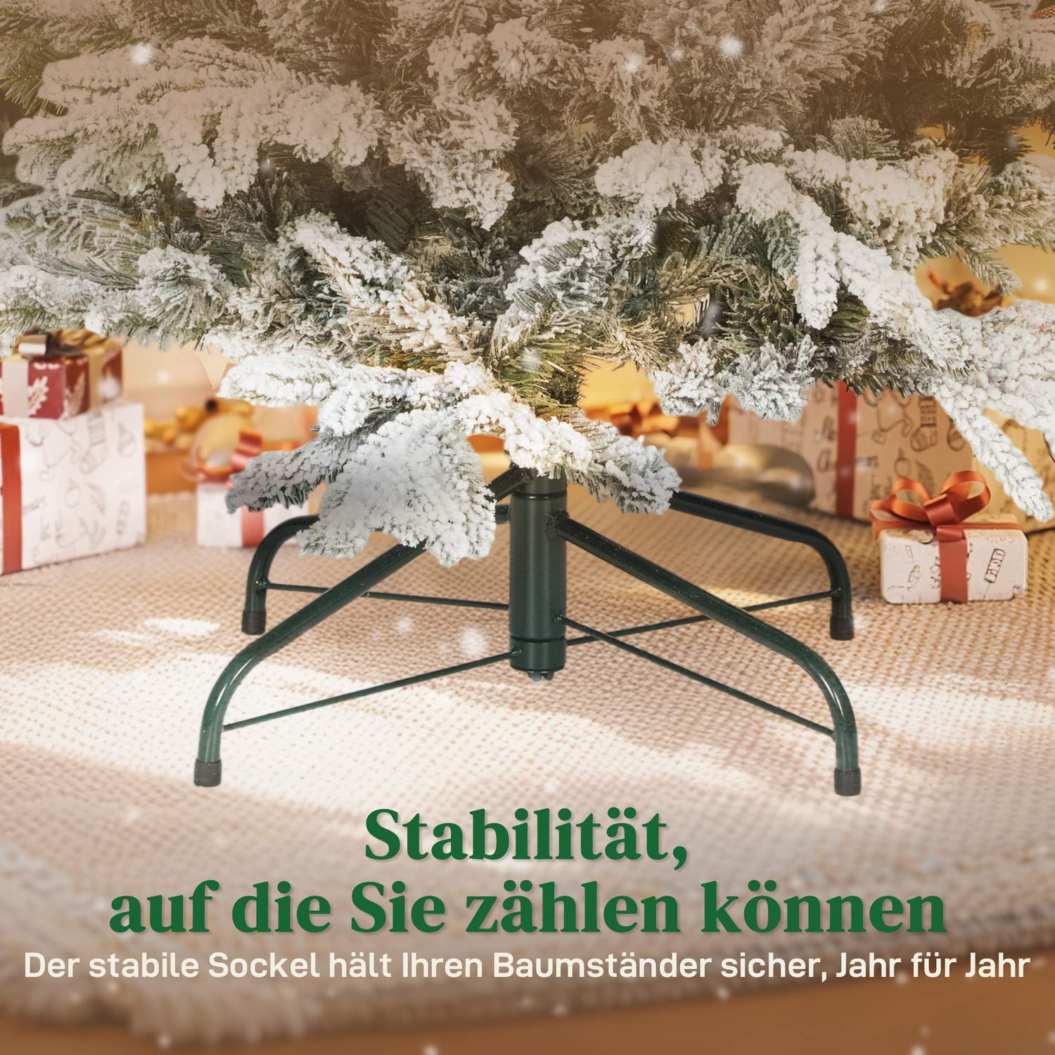 Konstgjord julgran, 180 cm snöig tall med metallstativ