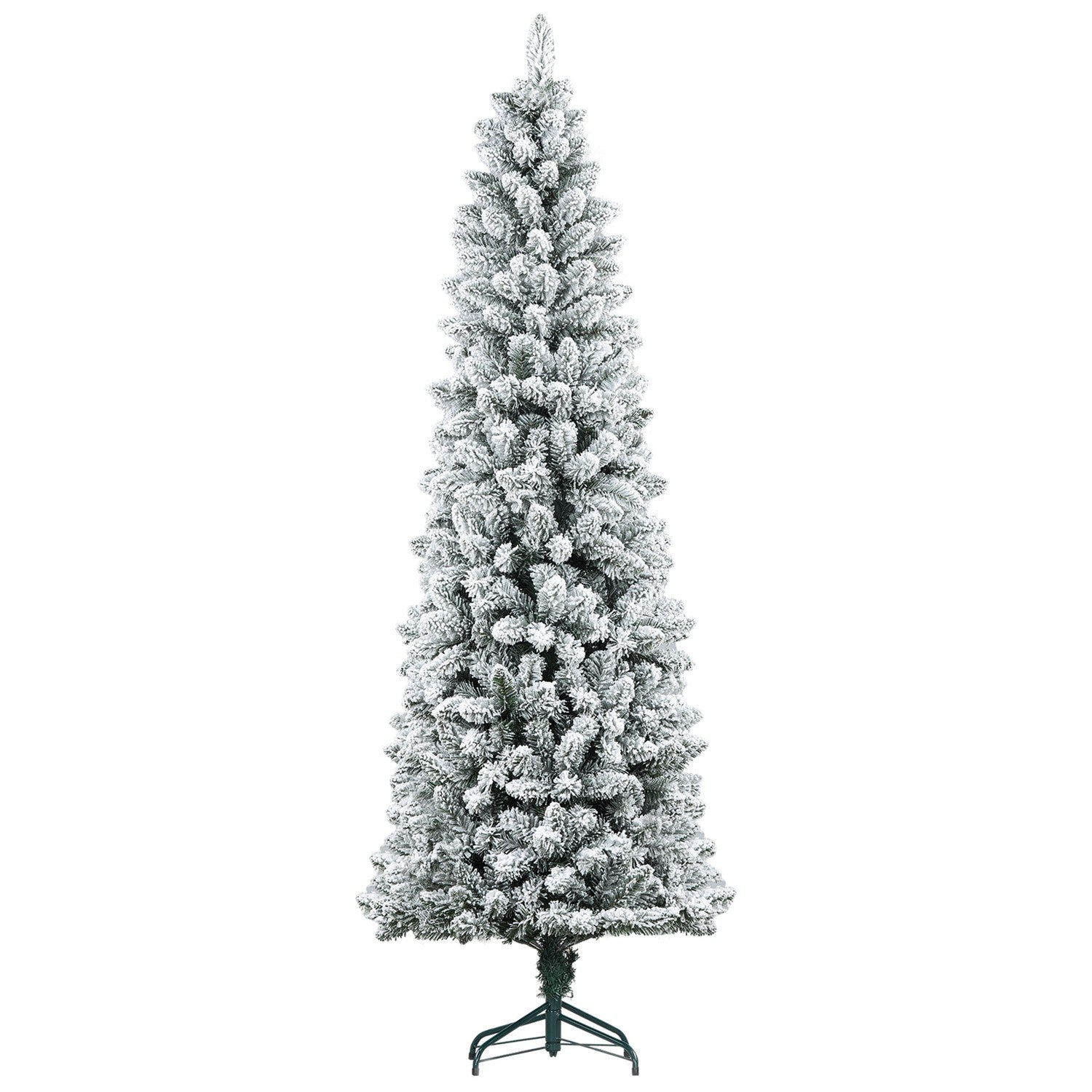 Konstgjord julgran, 210 cm, smal design, snötäckt