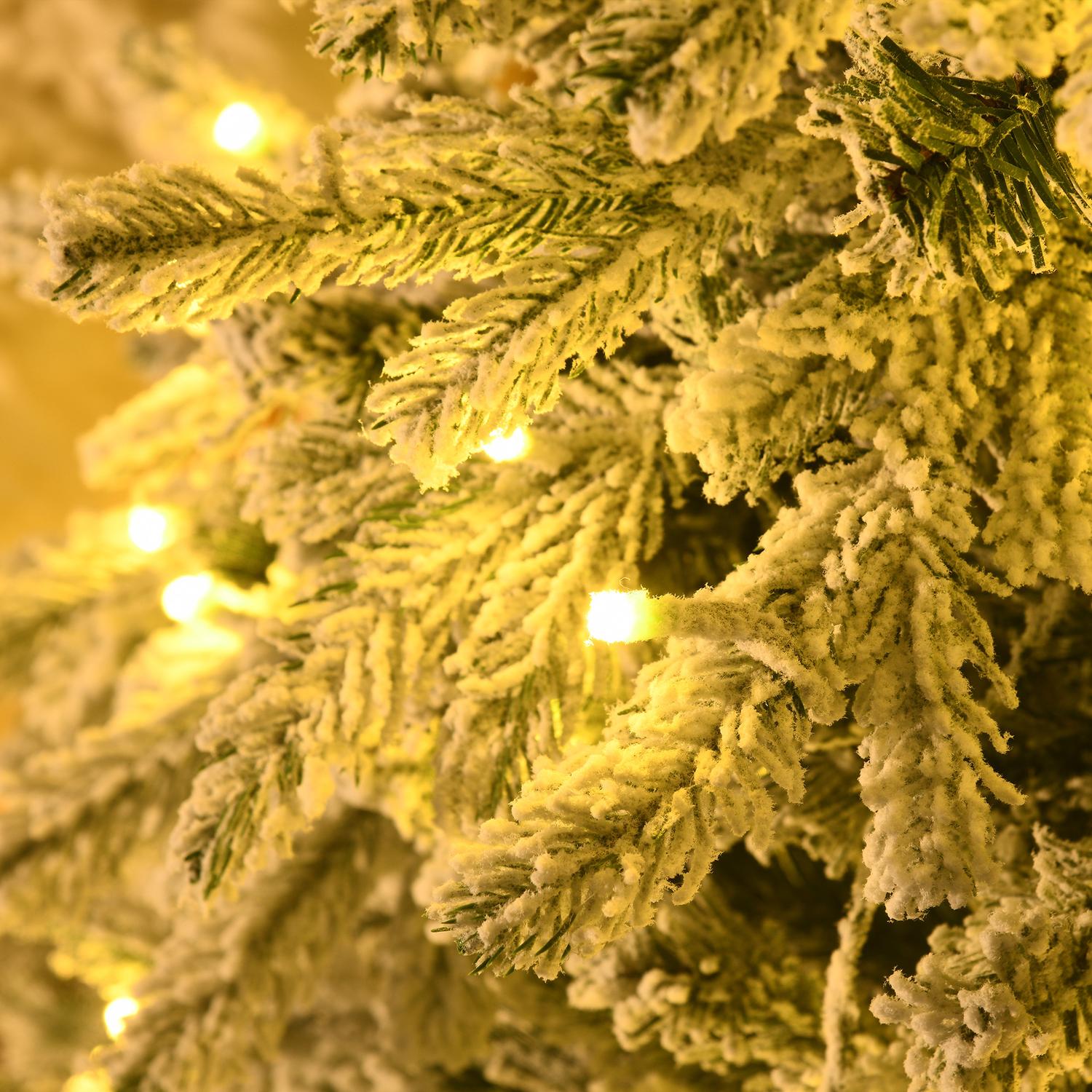 Konstgjord julgran med ljus, 180 cm, snöeffekt