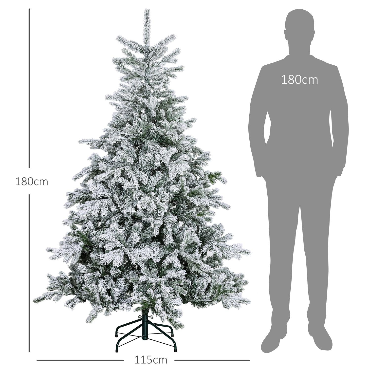 Konstgjord julgran, snöiga grenar, 180 cm, grön