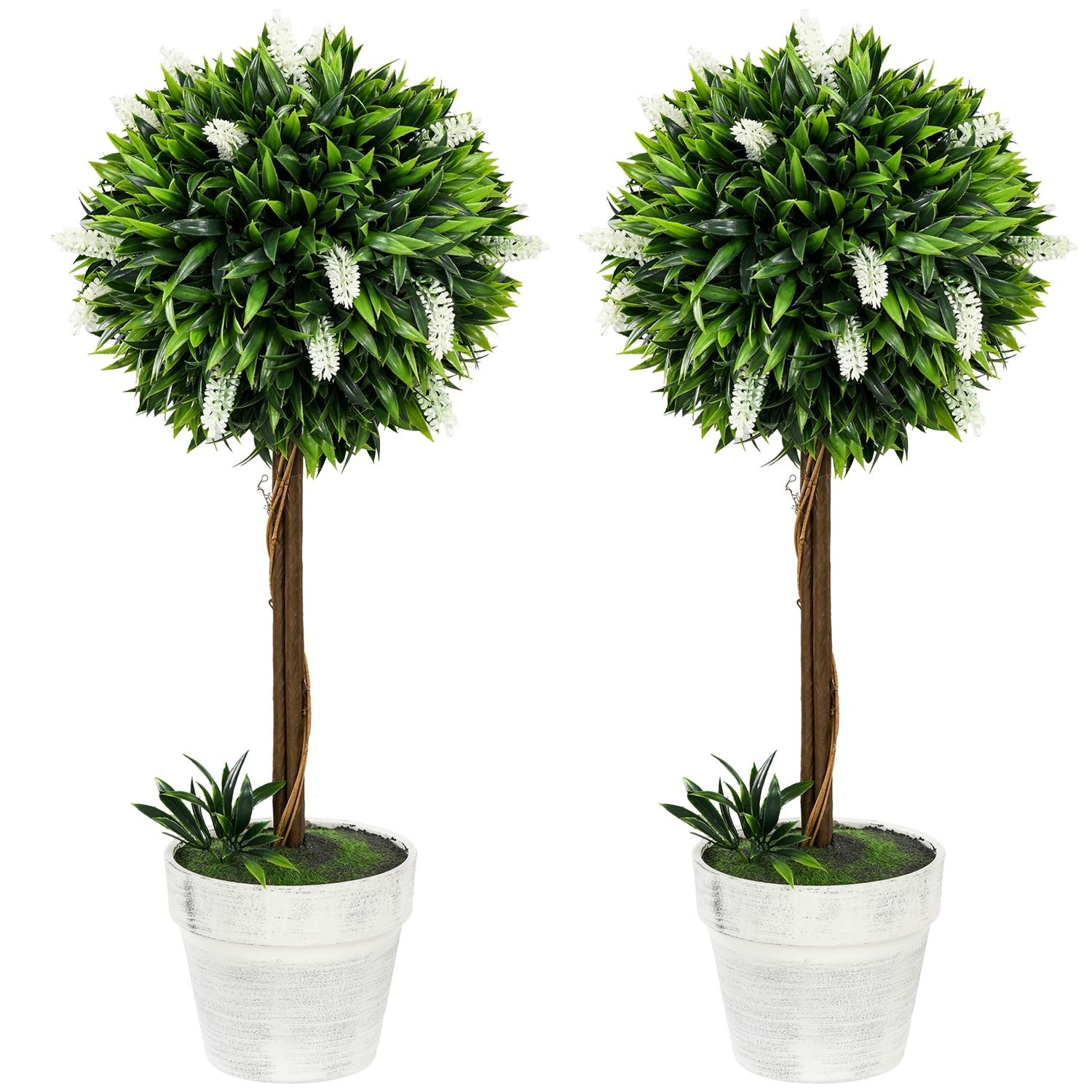 Set med 2 stora 60 cm konstgjorda lavendelväxter i krukor
