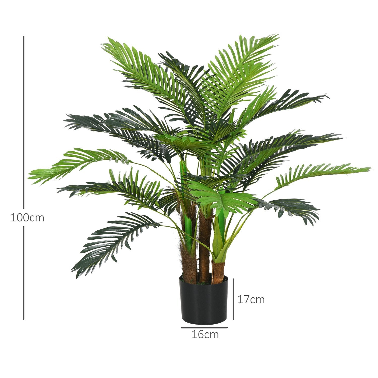 Konstgjord palm, 100 cm med 27 grenar, dekor inomhus/utomhus