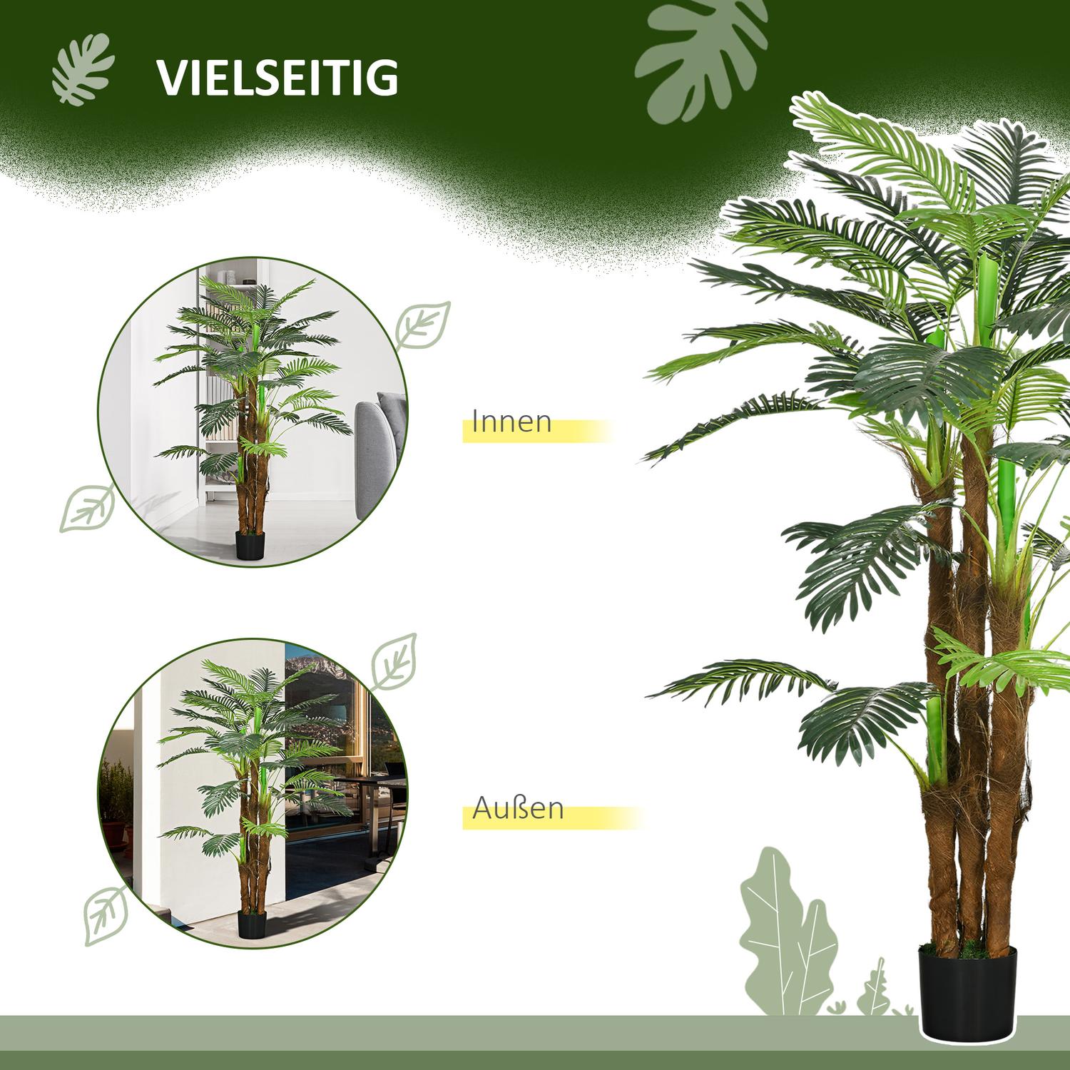 Konstgjord palm – 160 cm, 36 grenar, inomhus/utomhus