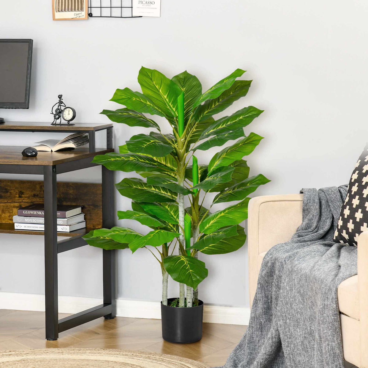 Kunstig plante med potte, 95 cm, 33 blader