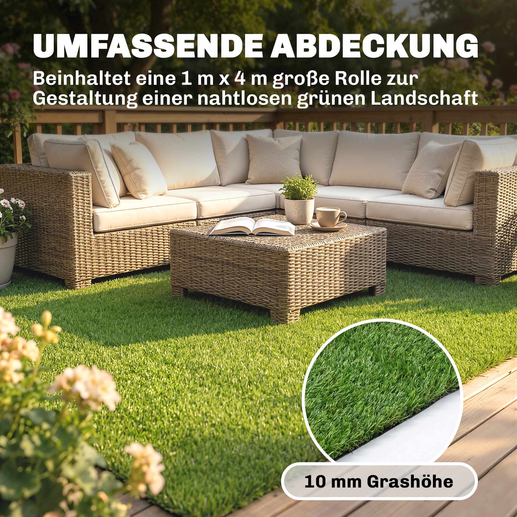 Konstgräs 100x400cm, självdränerande, 10mm höjd