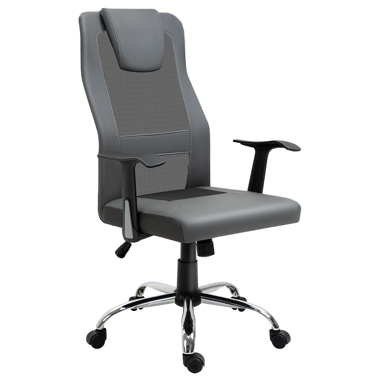 Ergonomisk kontorsstol i grått konstläder justerbar