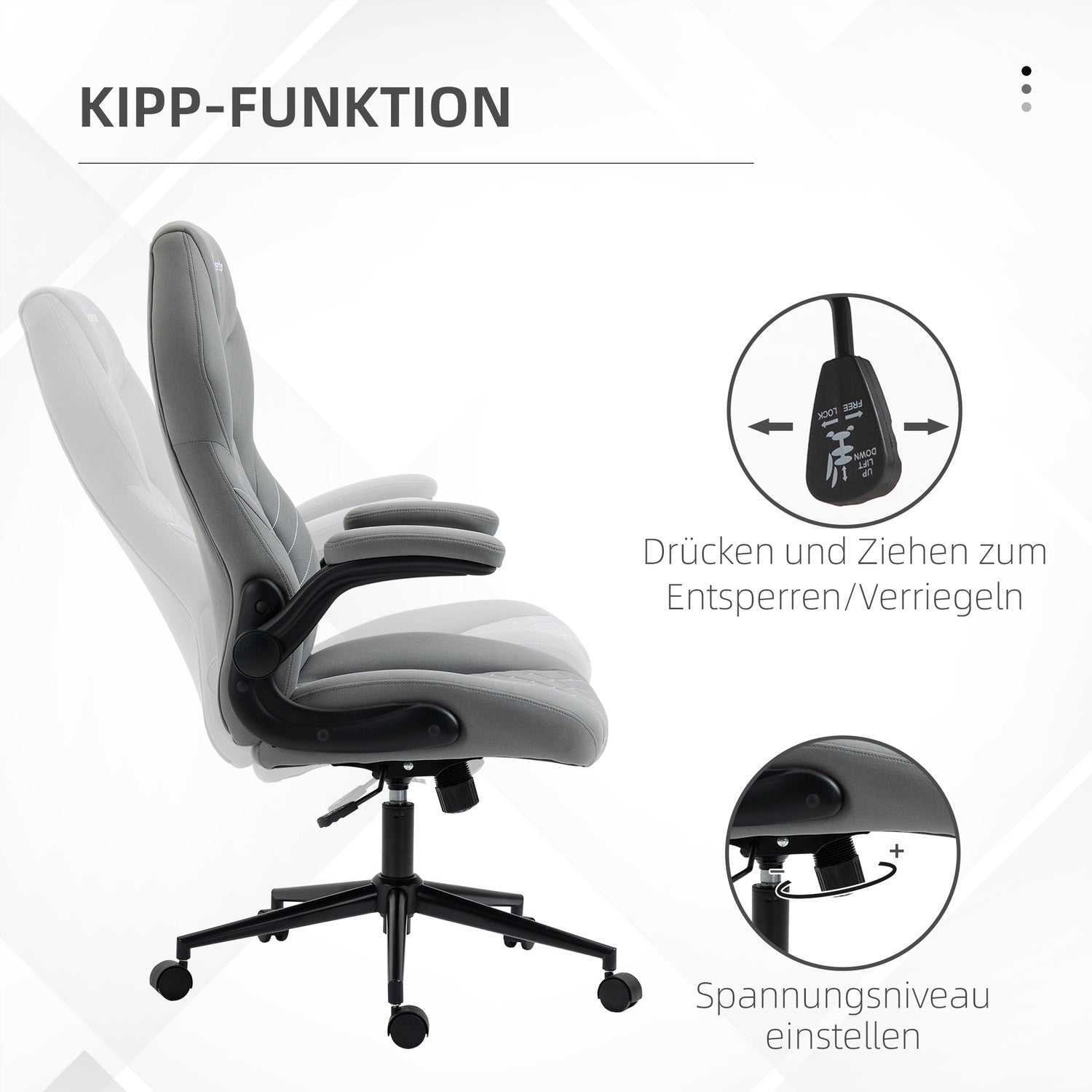 Ergonomisk skrivbordsstol, vridbar med justerbara armstöd