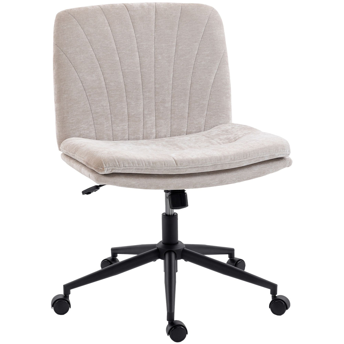 Kontorstol uten armlener med kryssede ben, høydejusterbar, beige