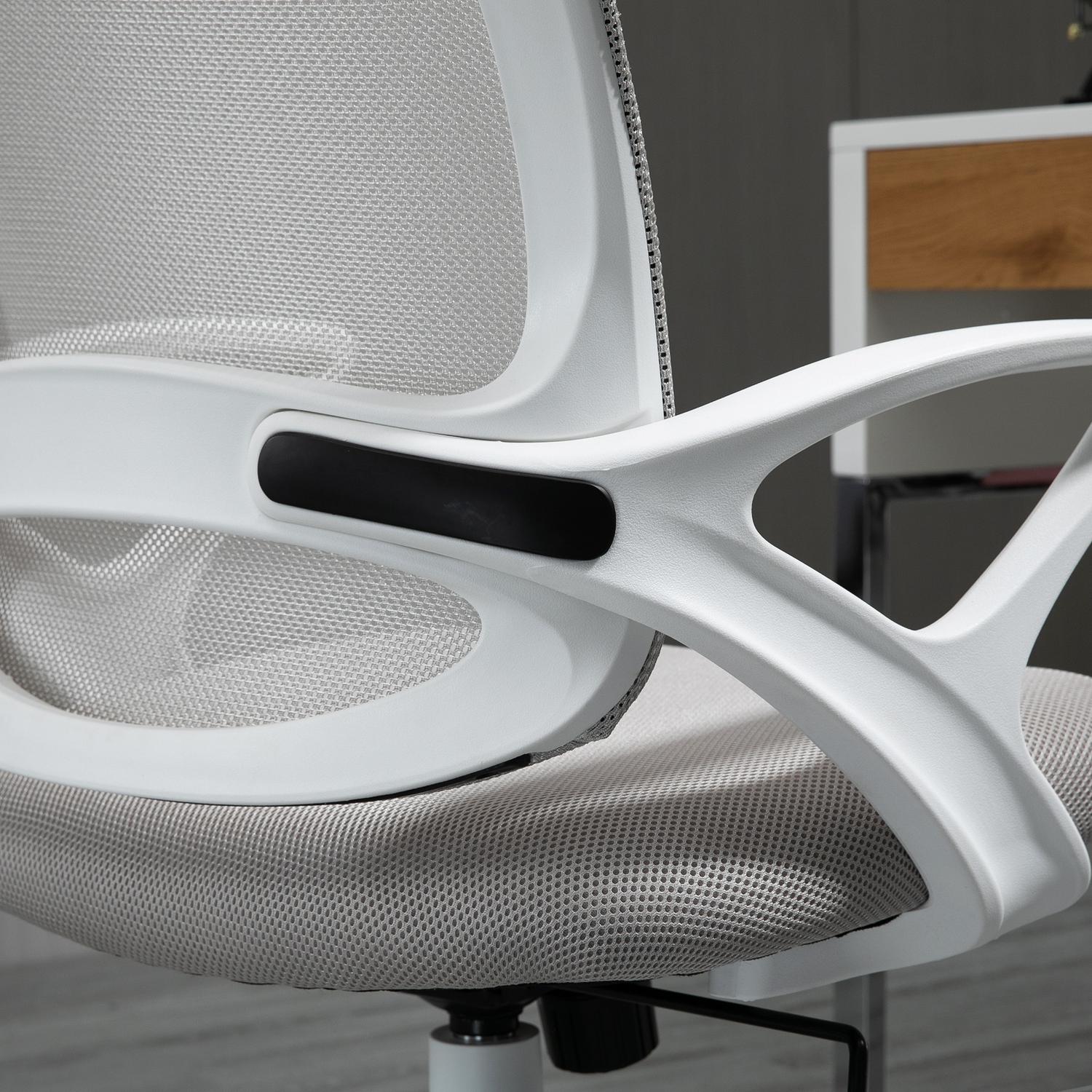 Kontorsstol, skrivbordsstol med hjul, ergonomisk, höj- och sänkbar, grå