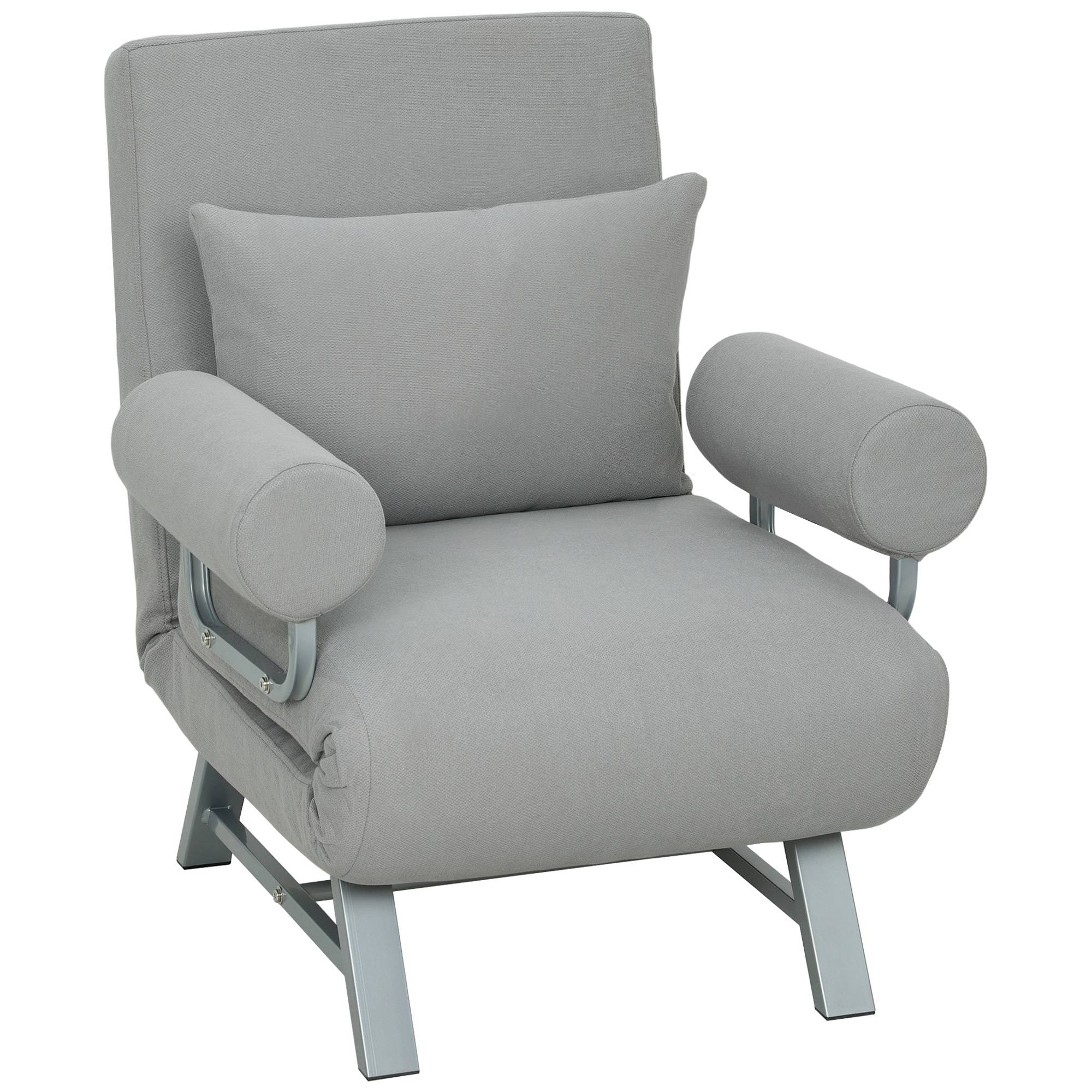Konvertibel sovfåtölj, ergonomisk, ljusgrått tyg