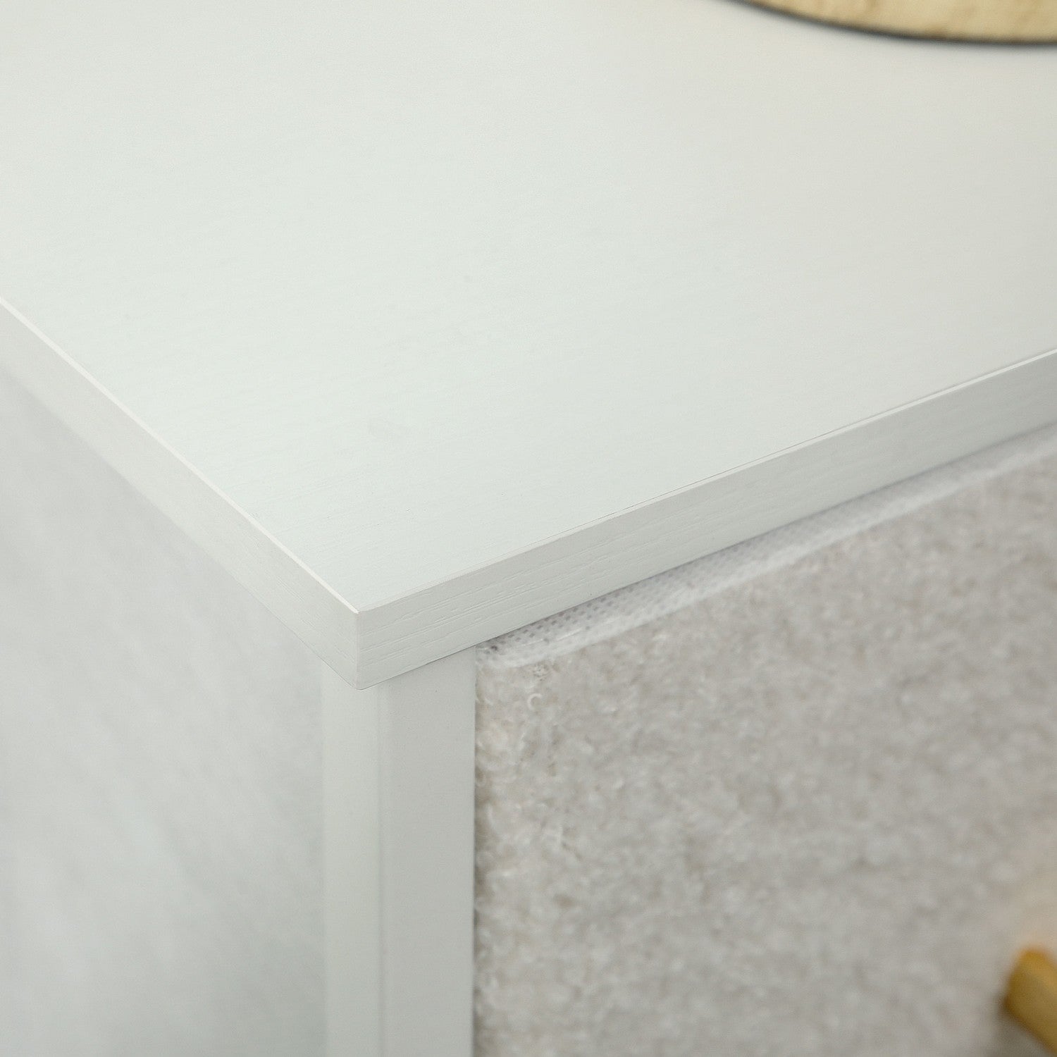 Krämvit tygkista med 9 lådor – Vardagsrumsförvaring