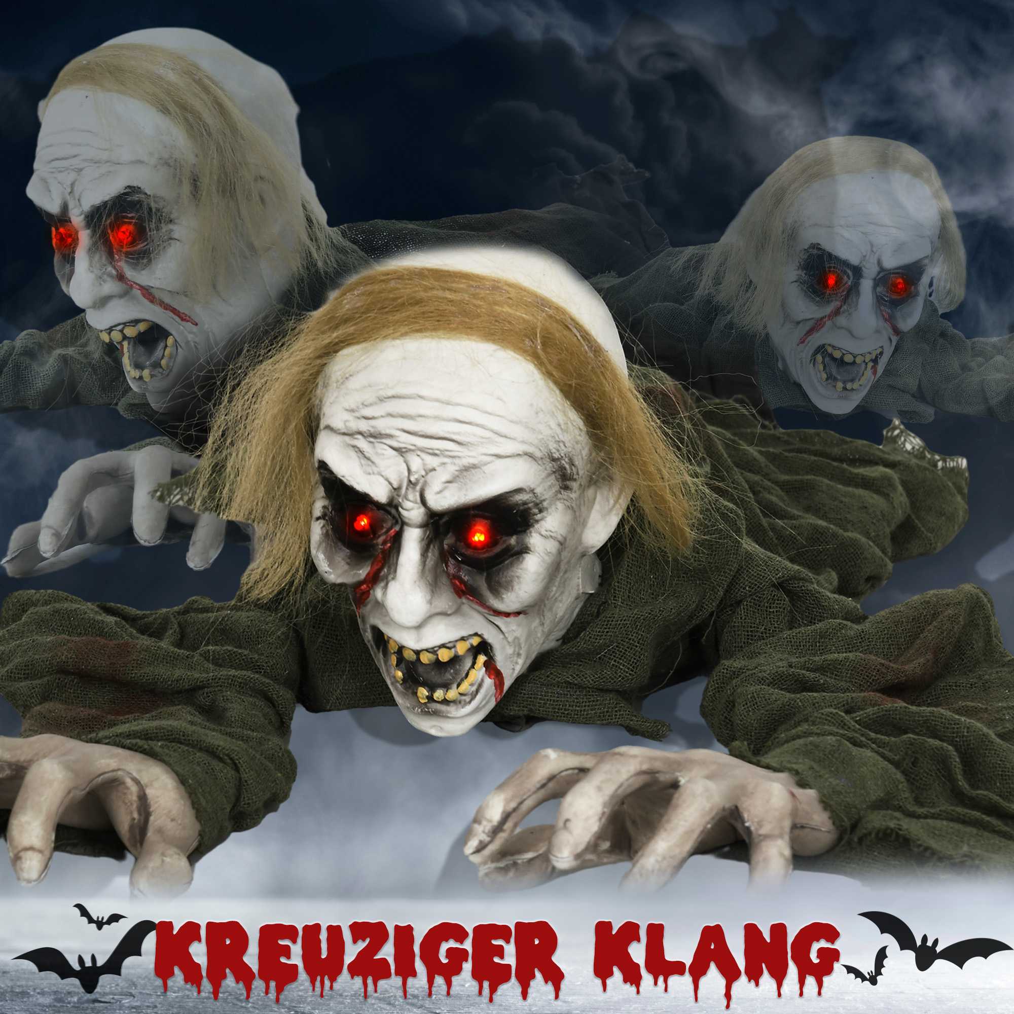 Krypande zombie Halloweendekoration med glödande ögon