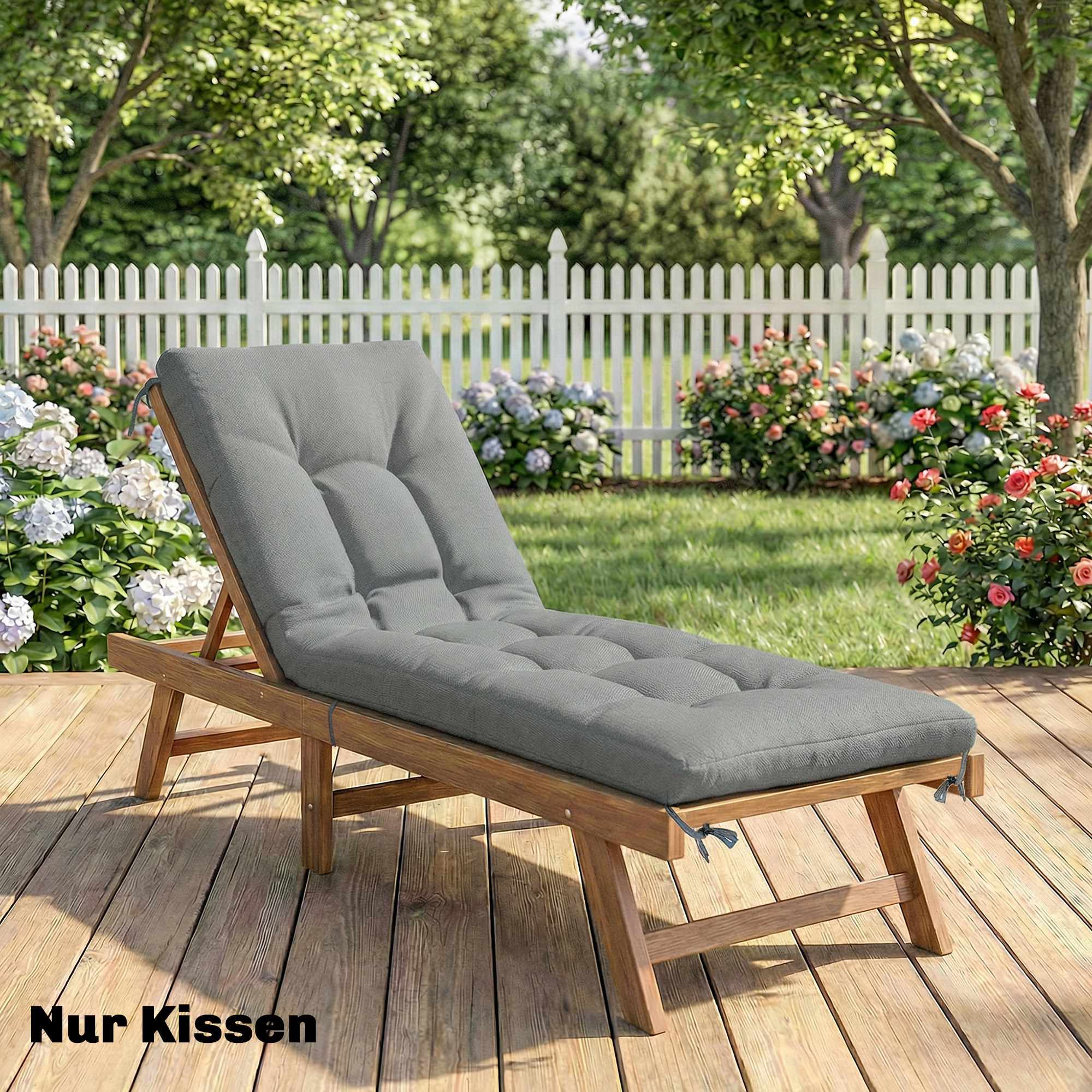 Kudde för utomhuslounge, avtagbar, 198x65x13 cm, ljusgrå