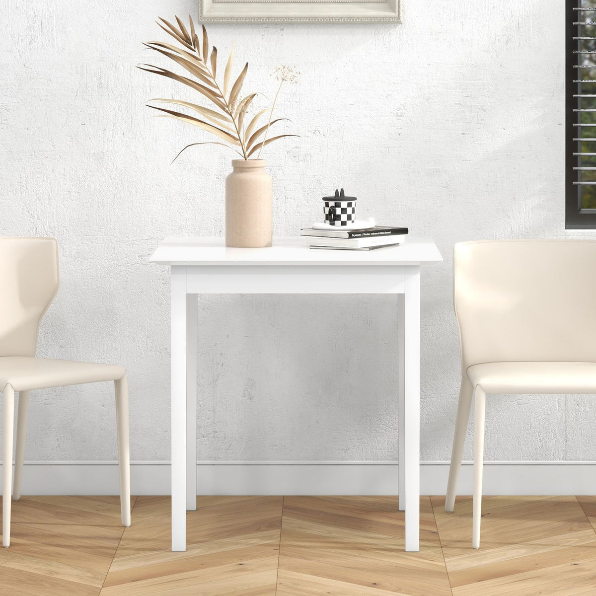 Kvadratisk Vit matbord i trä för 2, 75x75x76 cm