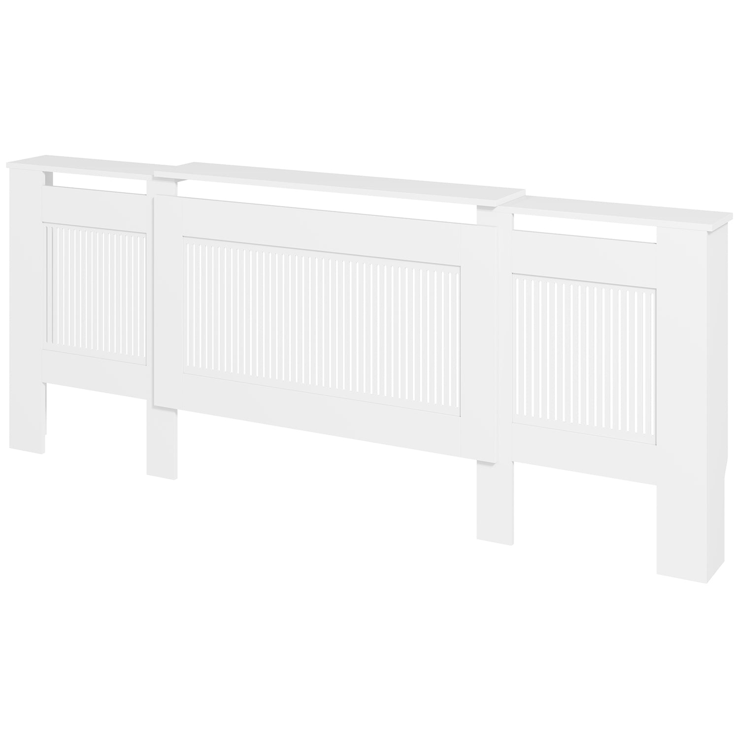 Utdragbart vitt kylarskydd med hylla, spaltdesign