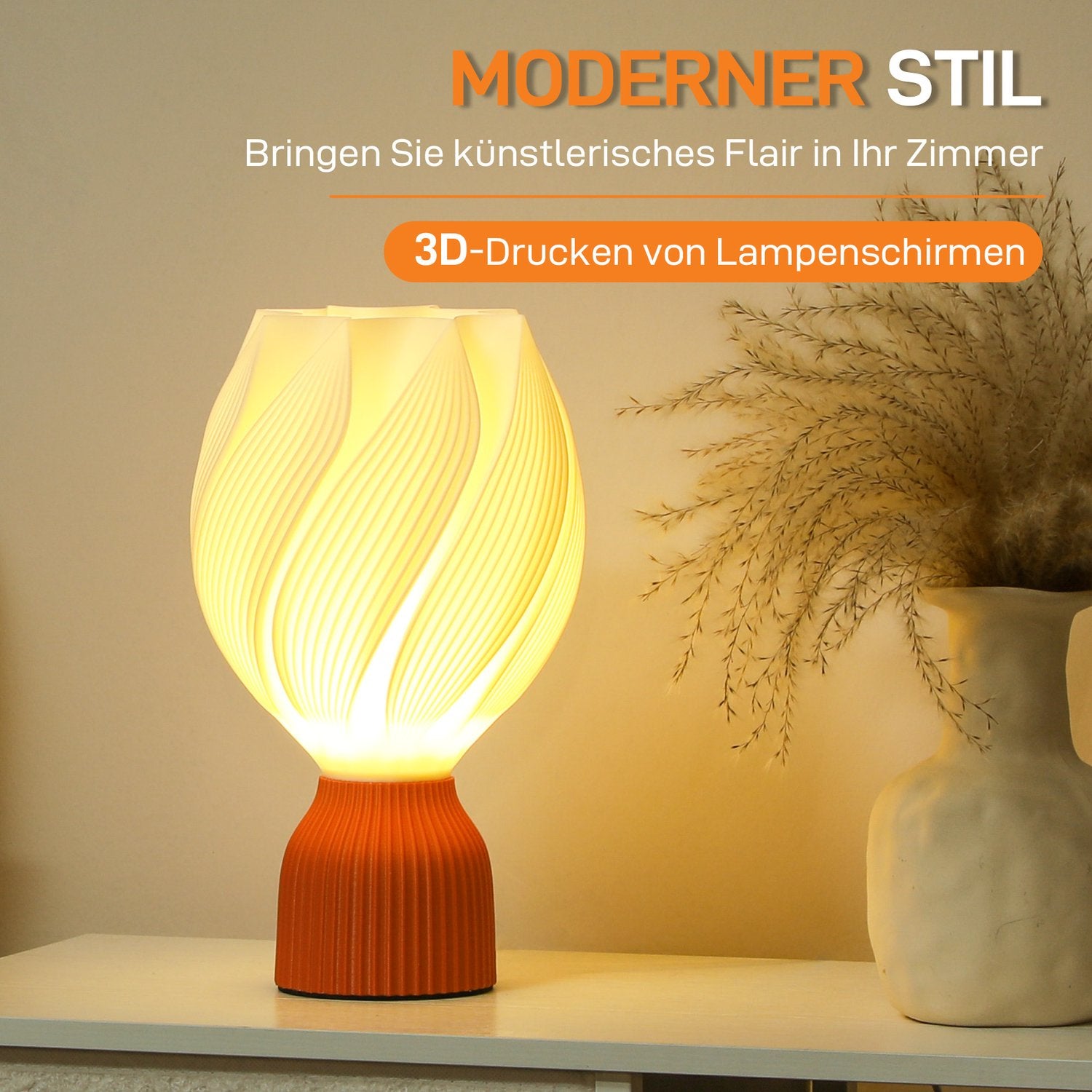 LED Bordslampa med 3D Flower Lampskärm, Vit