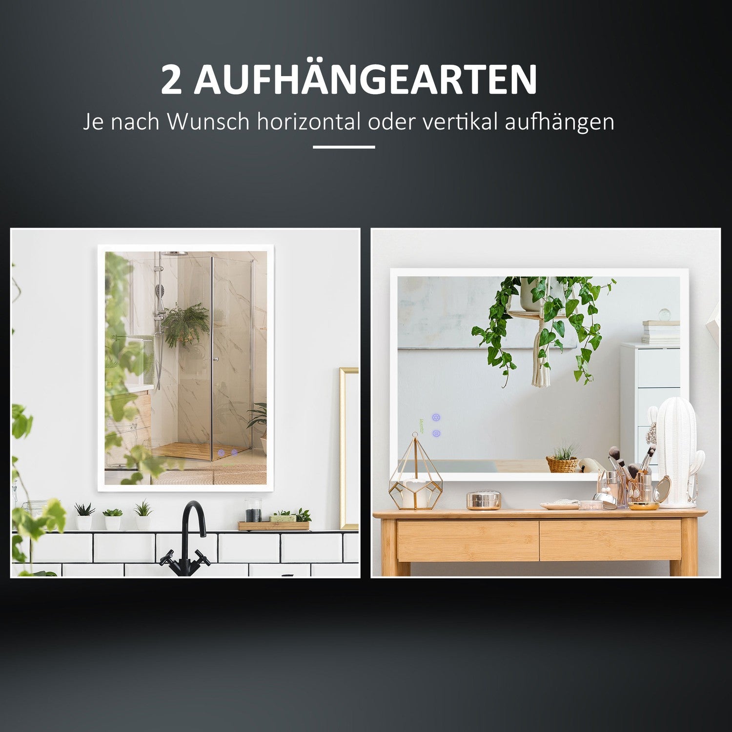 LED badrumsspegel – anti-dimma, IP44 vattentät, aluminium