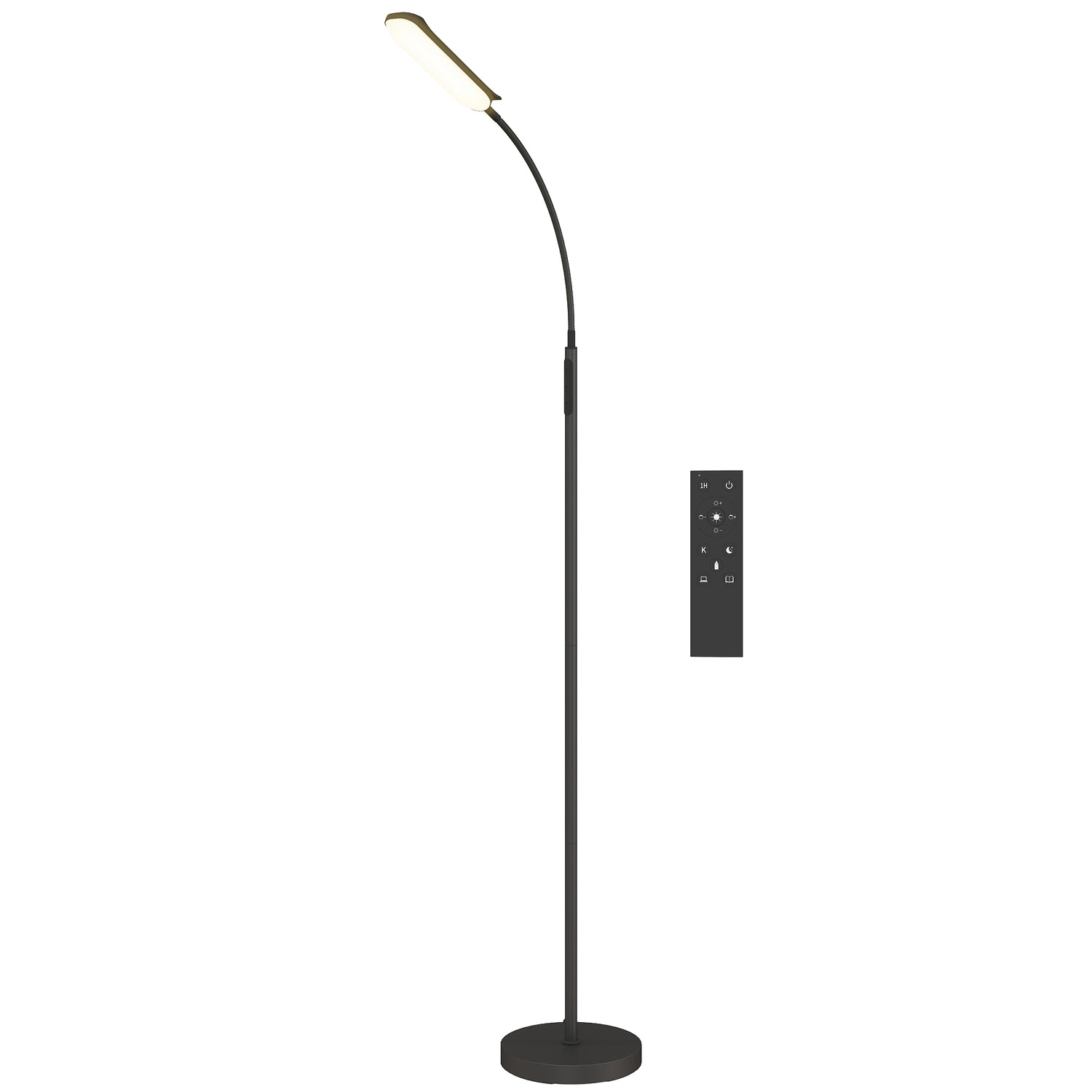 LED-golvlampa, 5 lägen, minnesfunktion, justerbar ljusstyrka, stål, svart