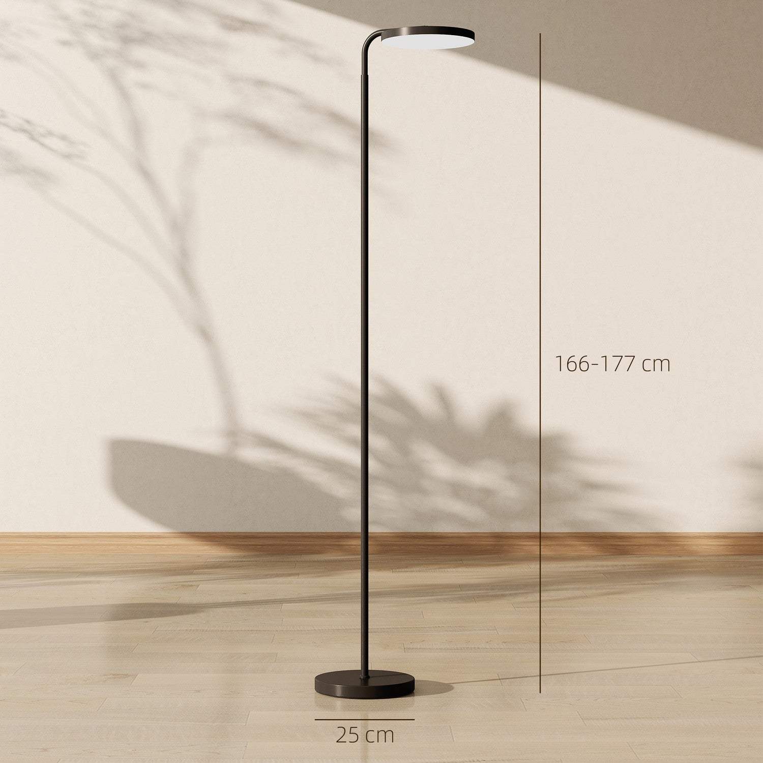 LED-golvlampa, justerbar, fjärrkontroll, svart
