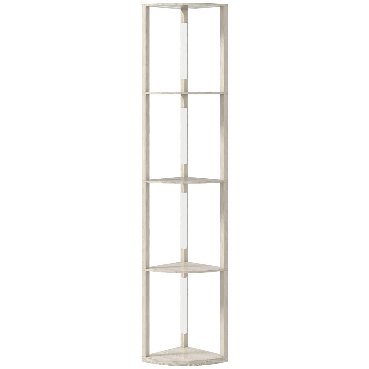LED-golvlampa med hyllor, dimbar, ekfinish, 41x30x164cm