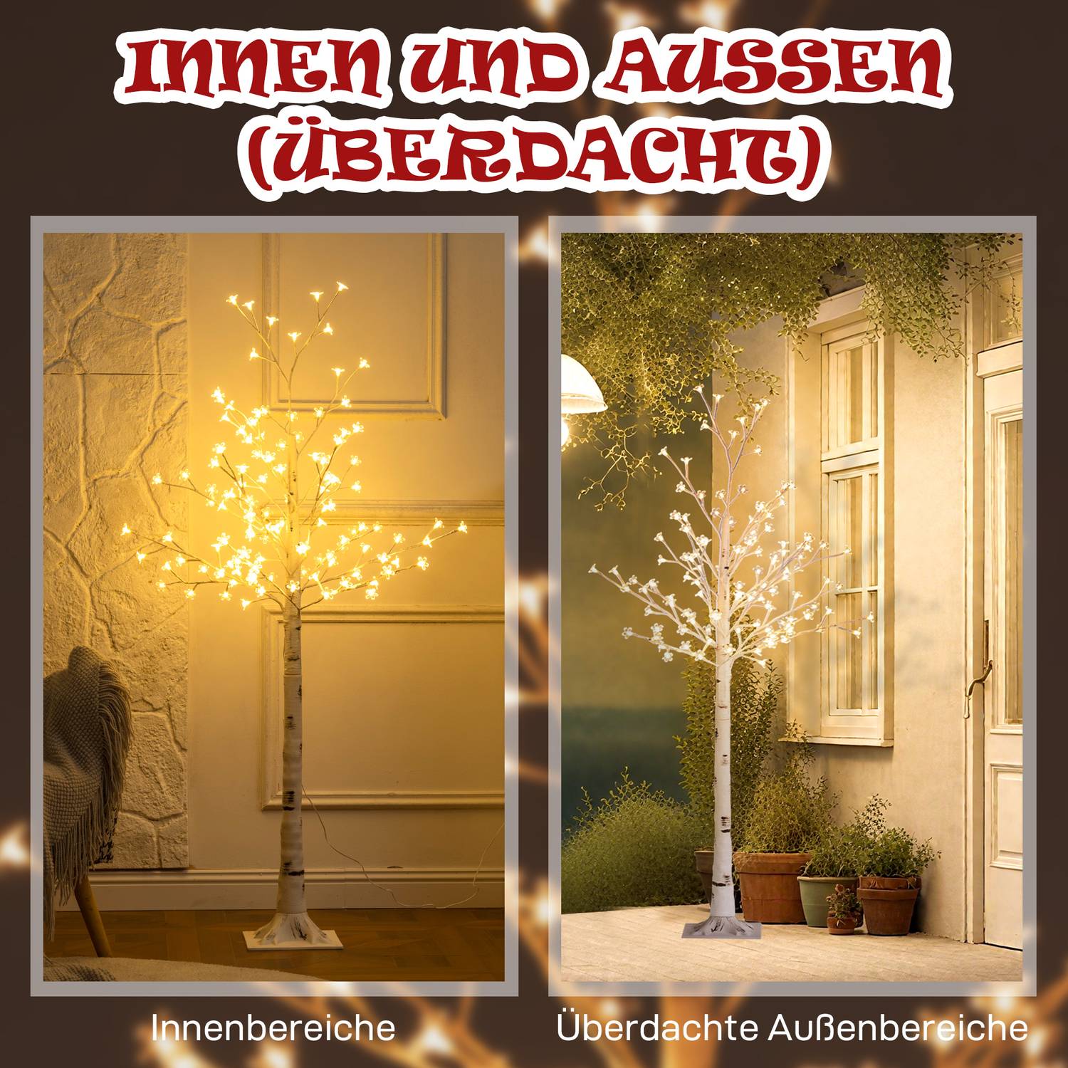 LED-ljusgran, 150 cm, varmvit, inomhus-/utomhusbruk