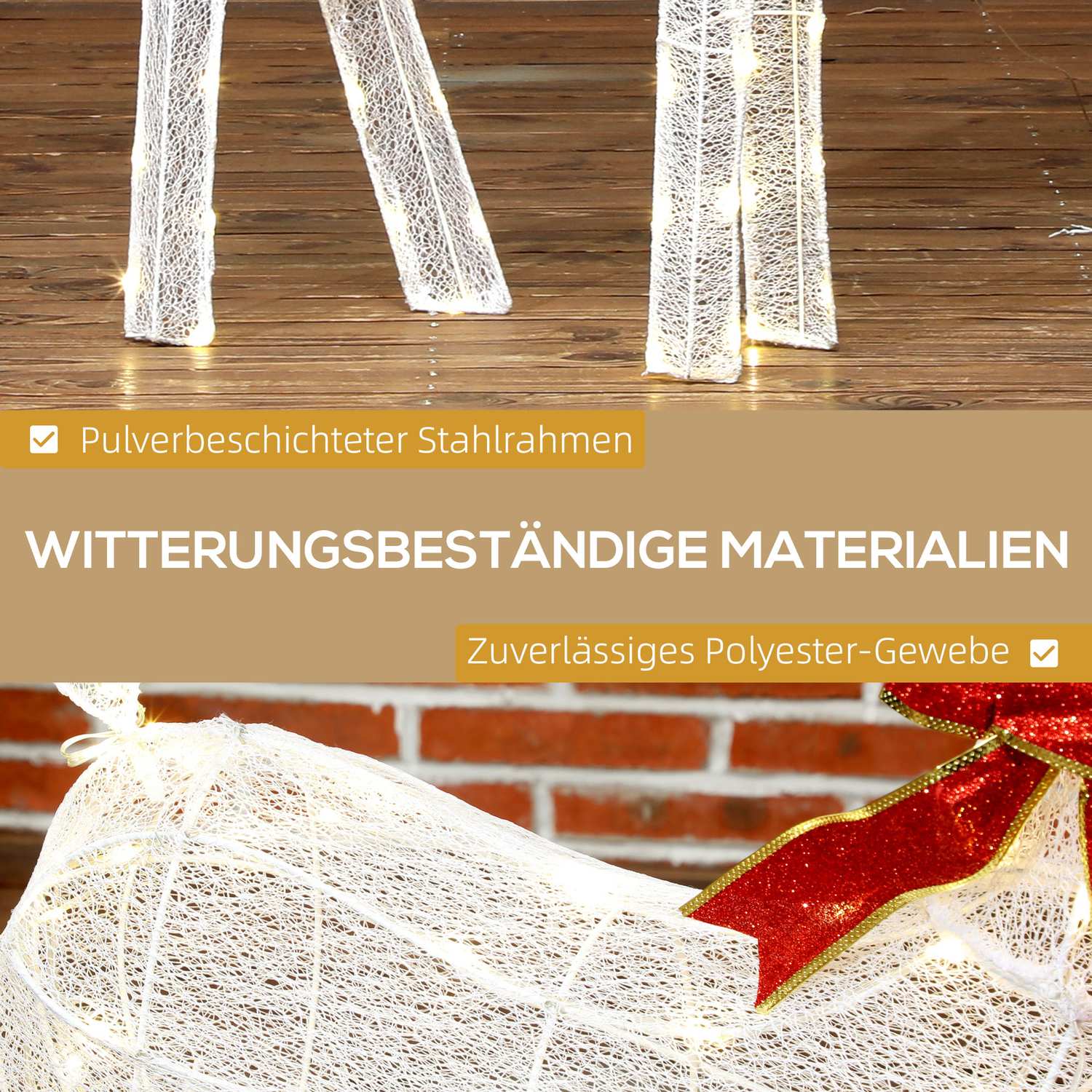 LED-ren med röd rosett, 137 ljus, väderbeständig, 66x25x135 cm