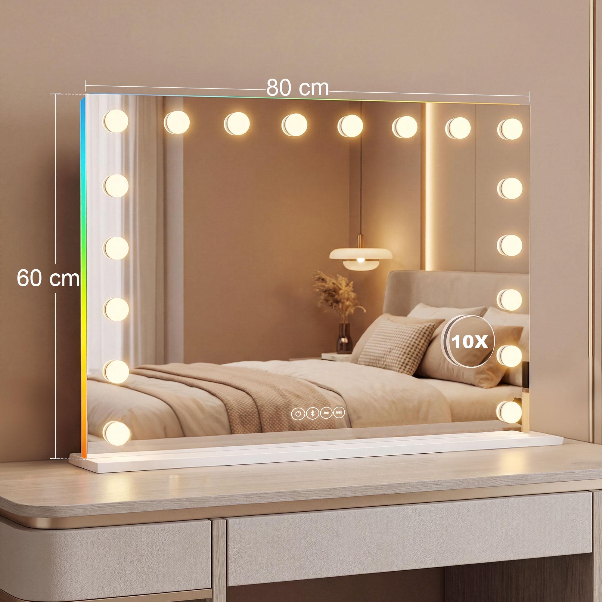 LED-sminkspegel med Bluetooth, RGB, 10x förstoring