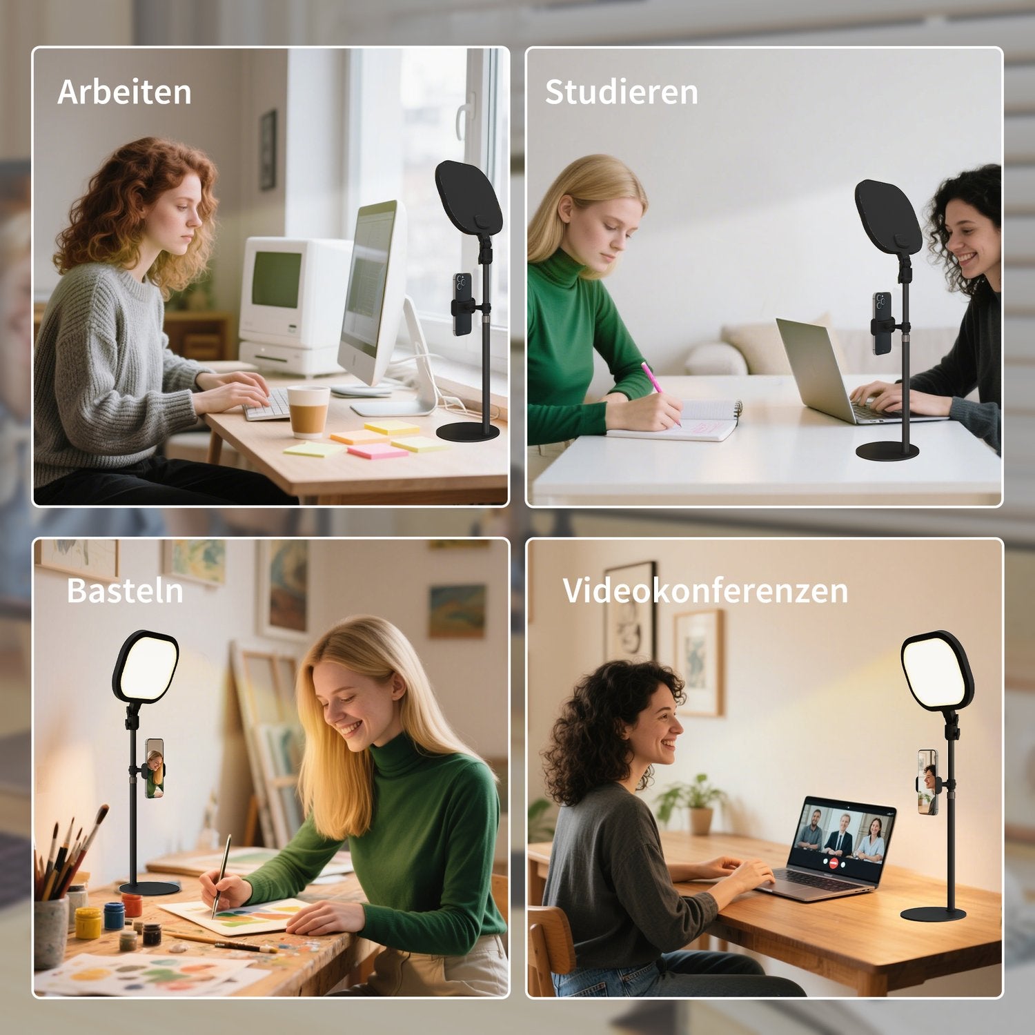 LED sänglampa, 10 dimningsnivåer, 5 färger, minnesfunktion, metall, svart