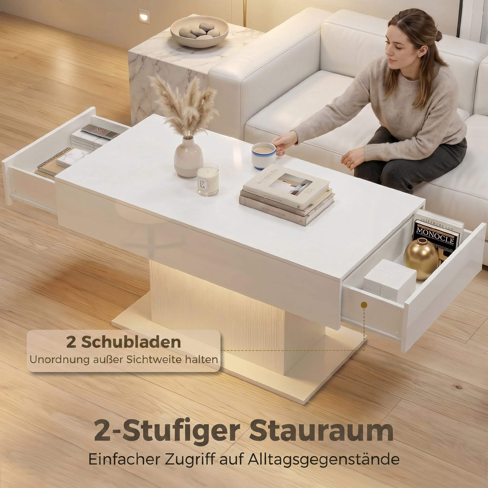 LED-soffbord, RGB, högblankt vitt, 2 lådor