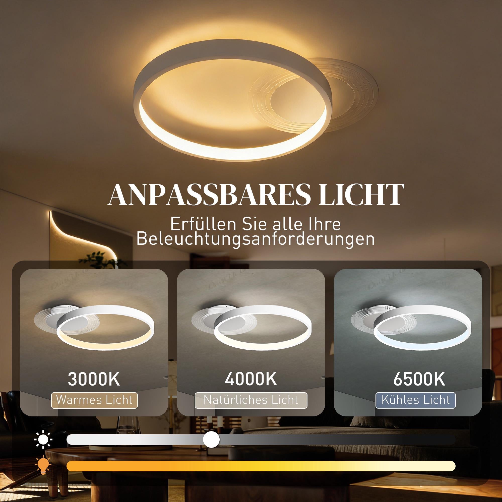 LED-taklampa, justerbar färgtemperatur, 30W, vit