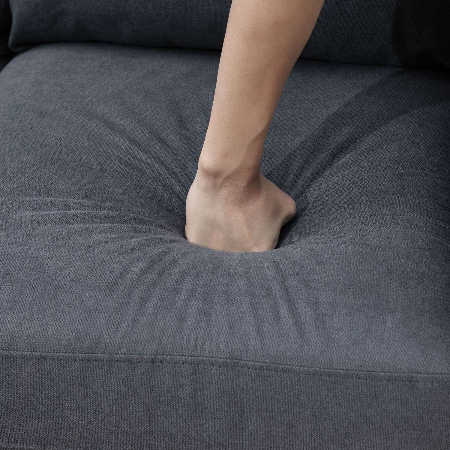 L-Shape grå hörnsoffa, linnelook, säten 3, 93X136X85 Cm