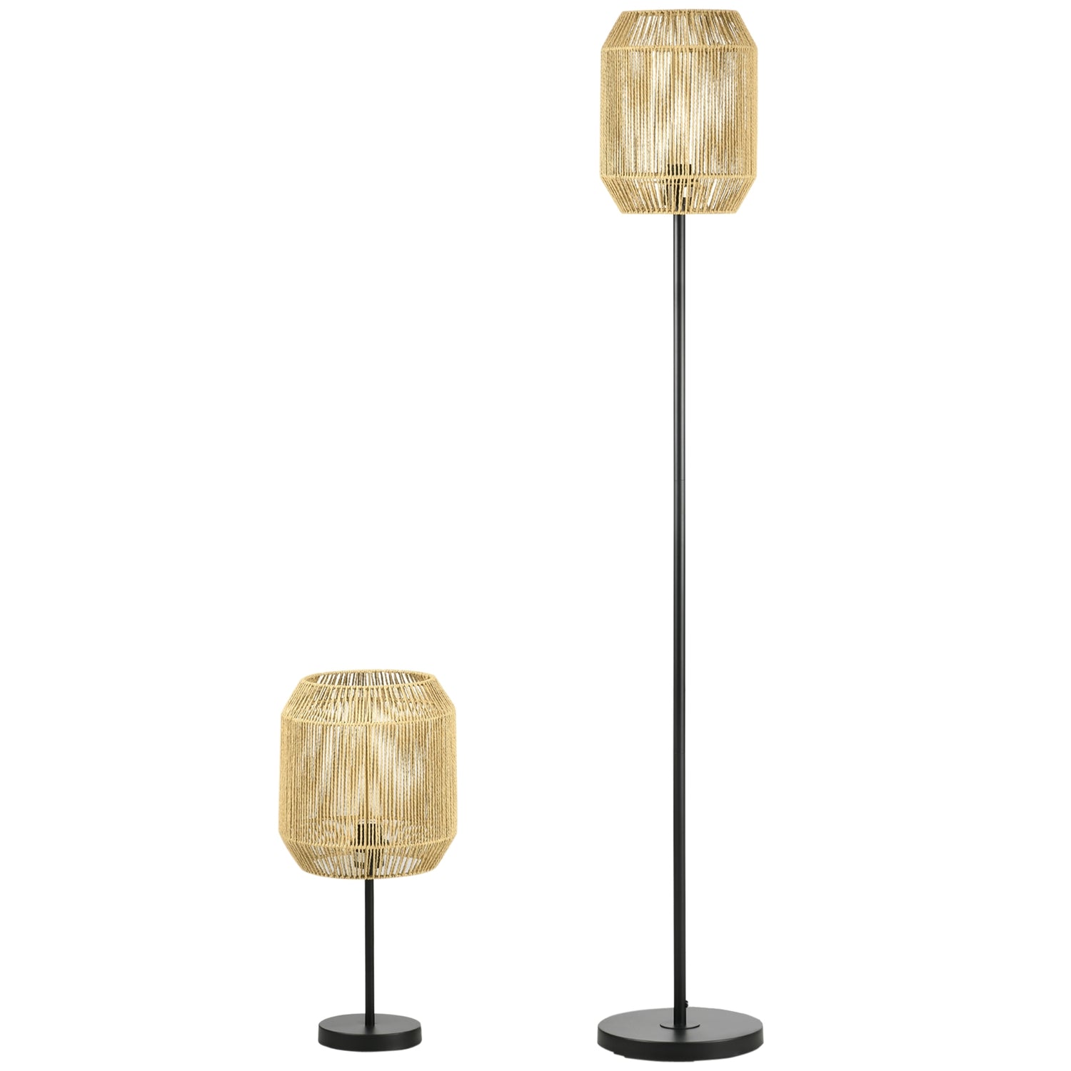Lampset om 2 – golv och bord, E27 sockel, linneskärm