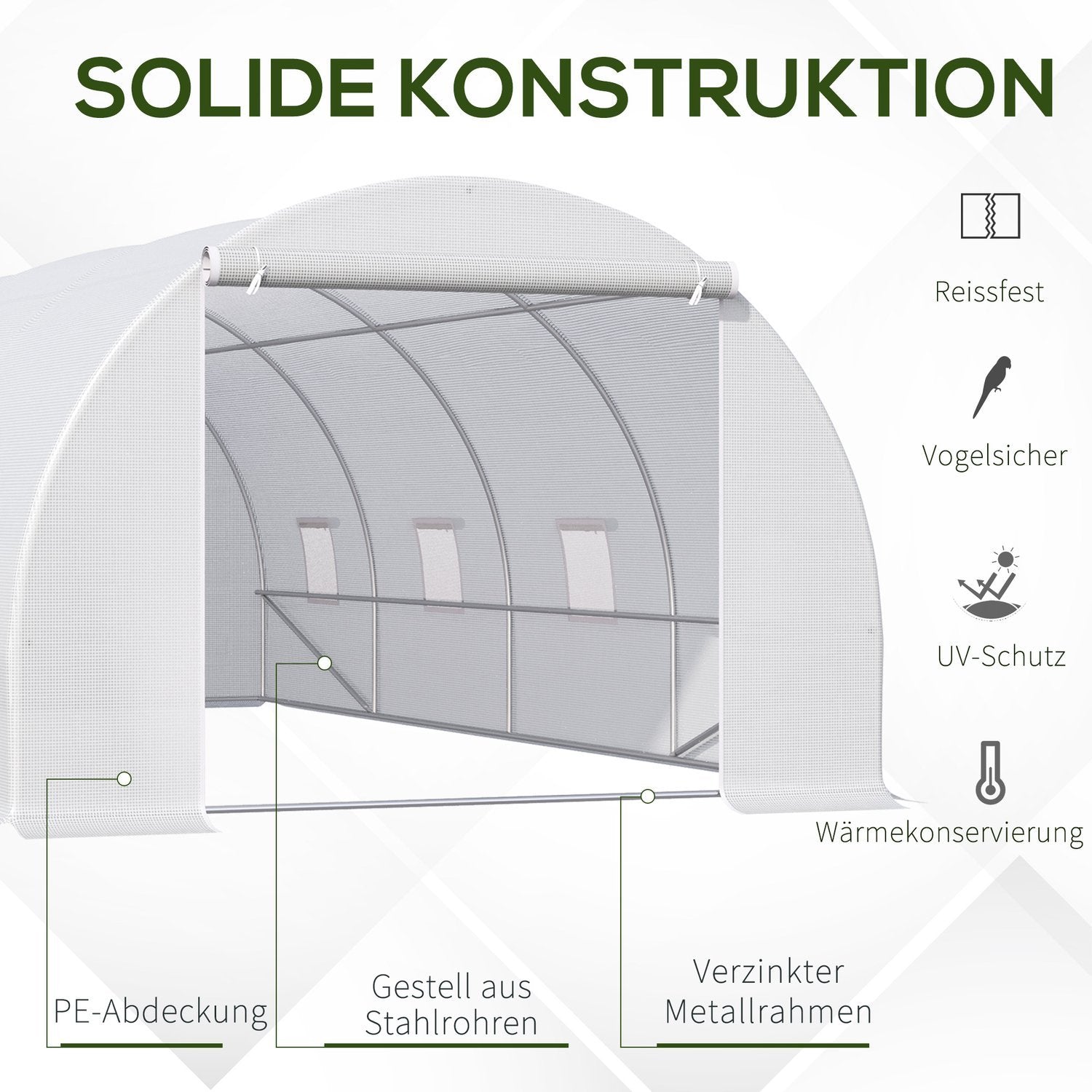 Drivhus Storfilm Drivhus, 600X300X200Cm, for planter og grønnsaker, værbestandig