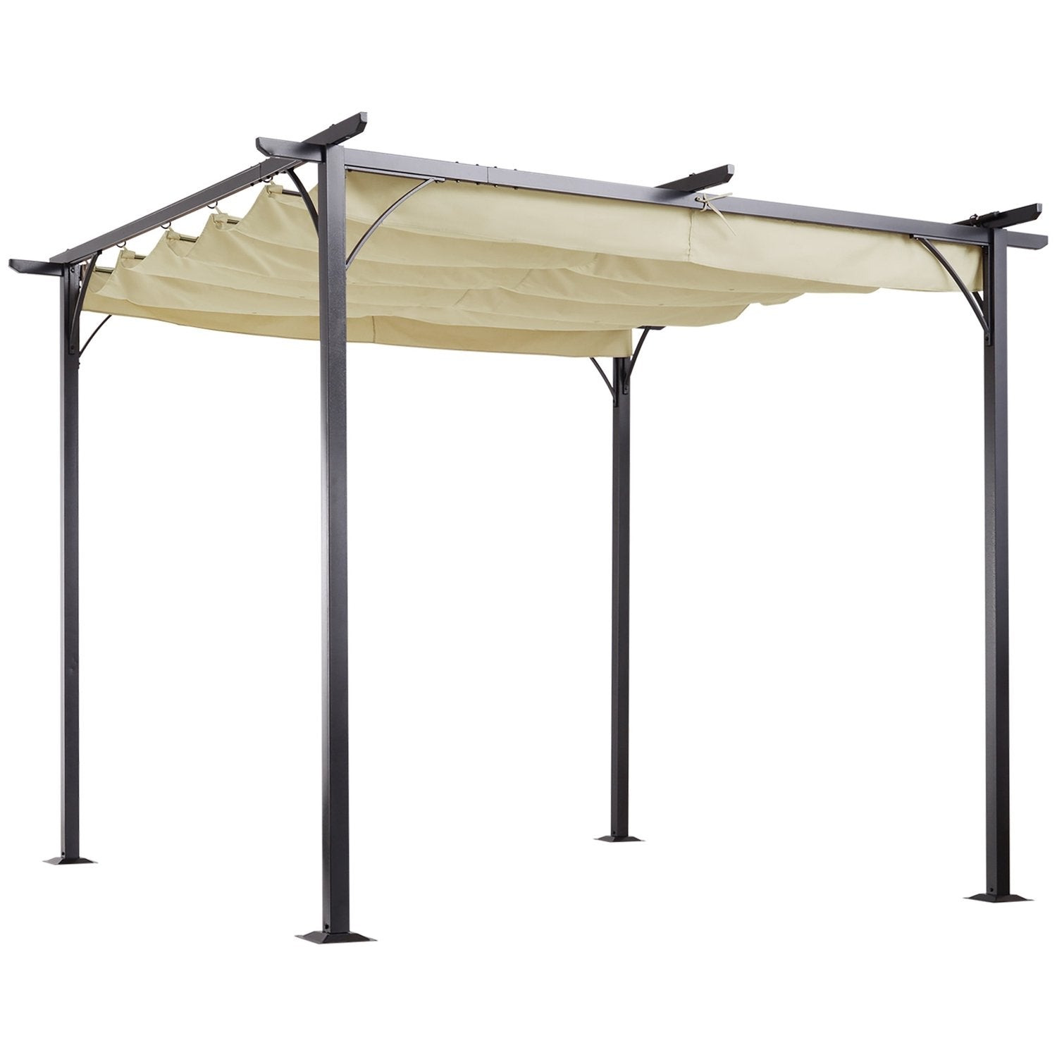 Pergola Vanntett Lysthus 3 X 3 M Uteplasstak Med Skyvetak, UV-beskyttelse For Hagen Aluminium Beige