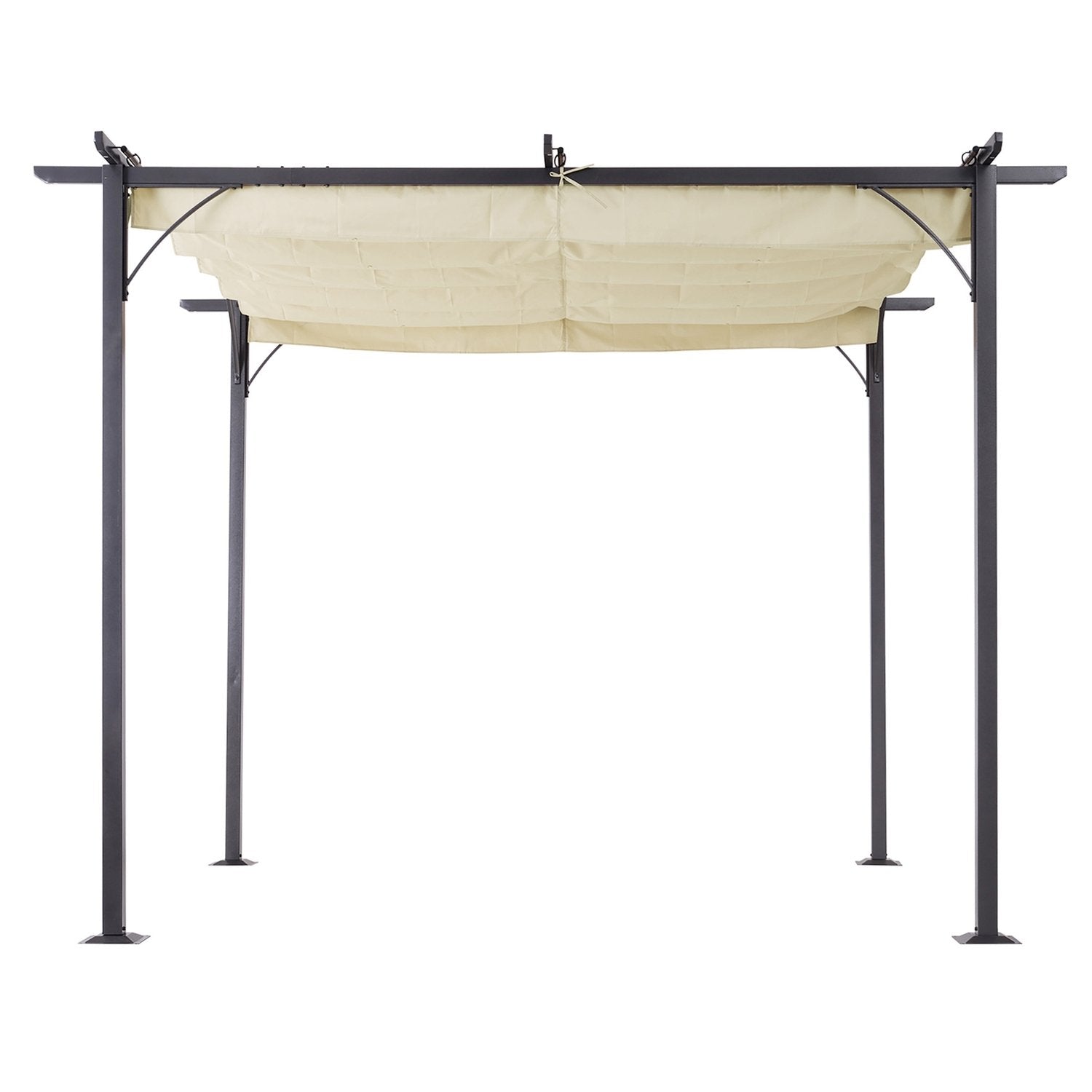 Pergola Vattentät Gazebo 3 X 3 M Altantak Med Skjuttak, Uv-Skydd För Trädgården Aluminium Beige