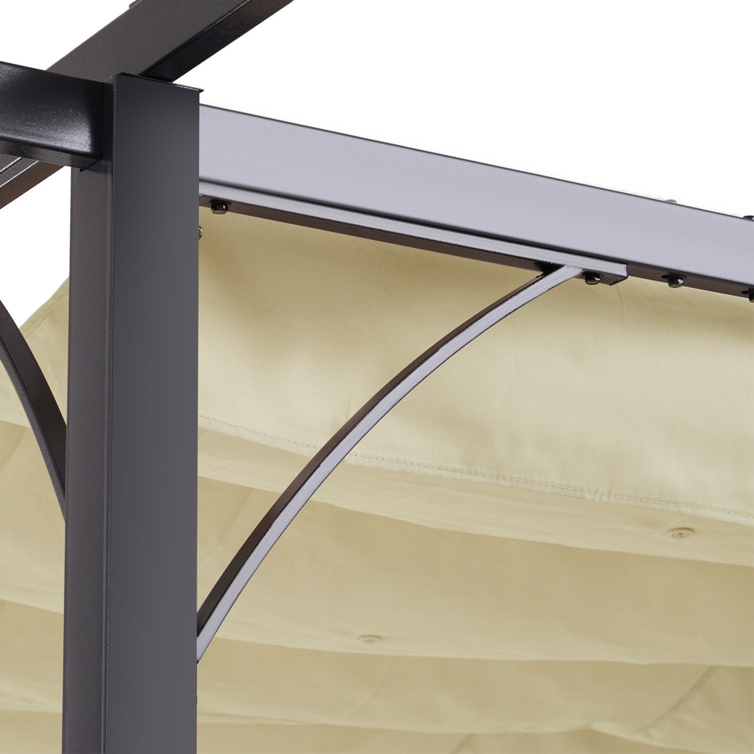 Pergola Vattentät Gazebo 3 X 3 M Altantak Med Skjuttak, Uv-Skydd För Trädgården Aluminium Beige