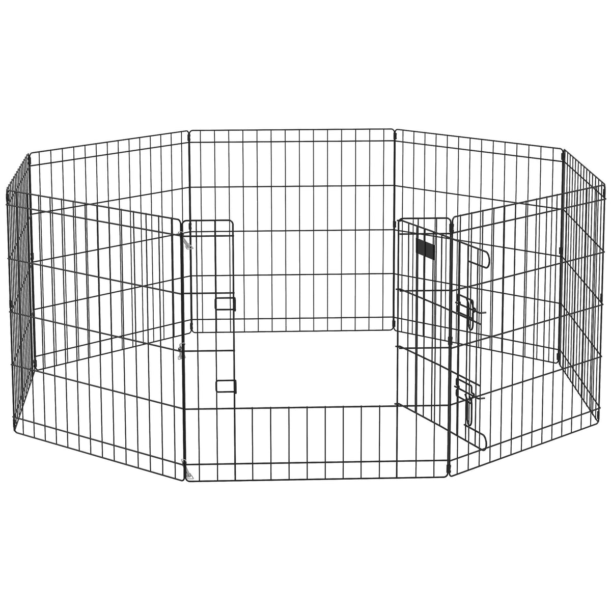 Lekehage for kjæledyr med dør, innendørs/utendørs, metall, 61 cm, svart